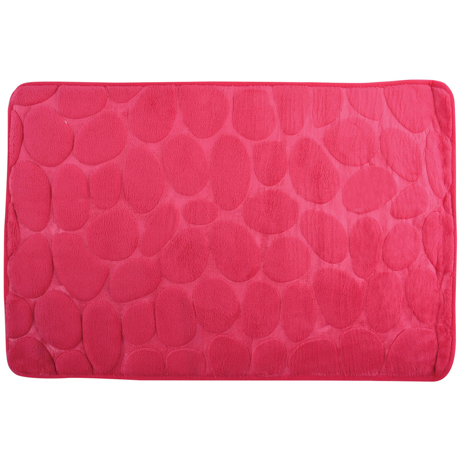 Badkamerkleedje-badmat tapijt kiezel motief vloermat fuchsia roze 50 x 80 cm laagpolig Badmatjes