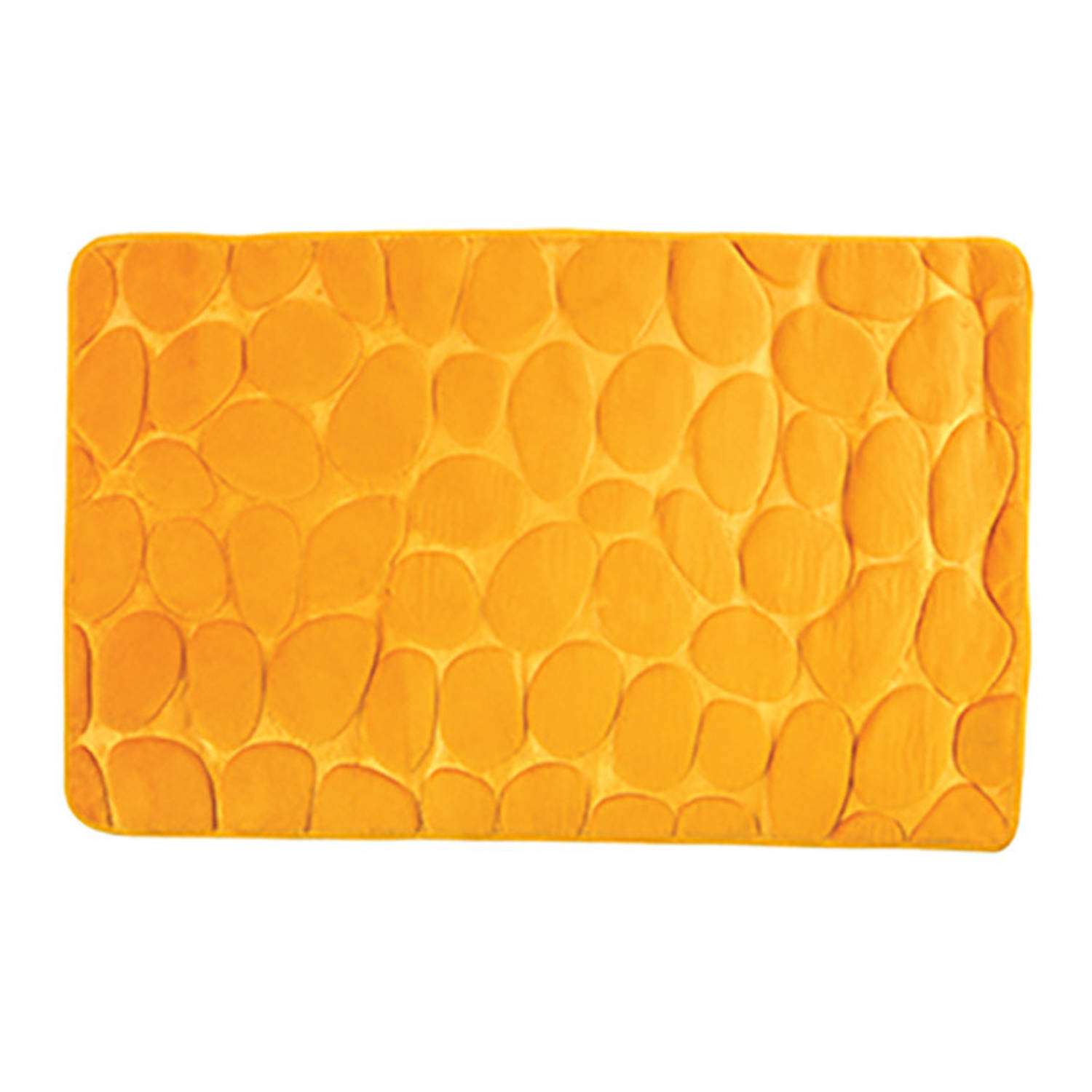Badkamerkleedje-badmat tapijt kiezel motief vloermat saffraan geel 50 x 80 cm laagpolig Badmatjes