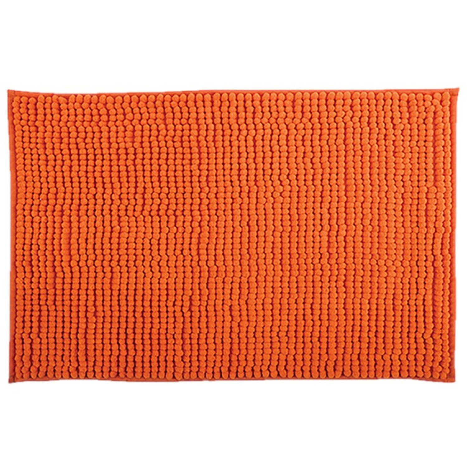 MSV Badkamerkleed-badmat tapijtje voor op de vloer oranje 50 x 80 cm Microvezel Badmatjes