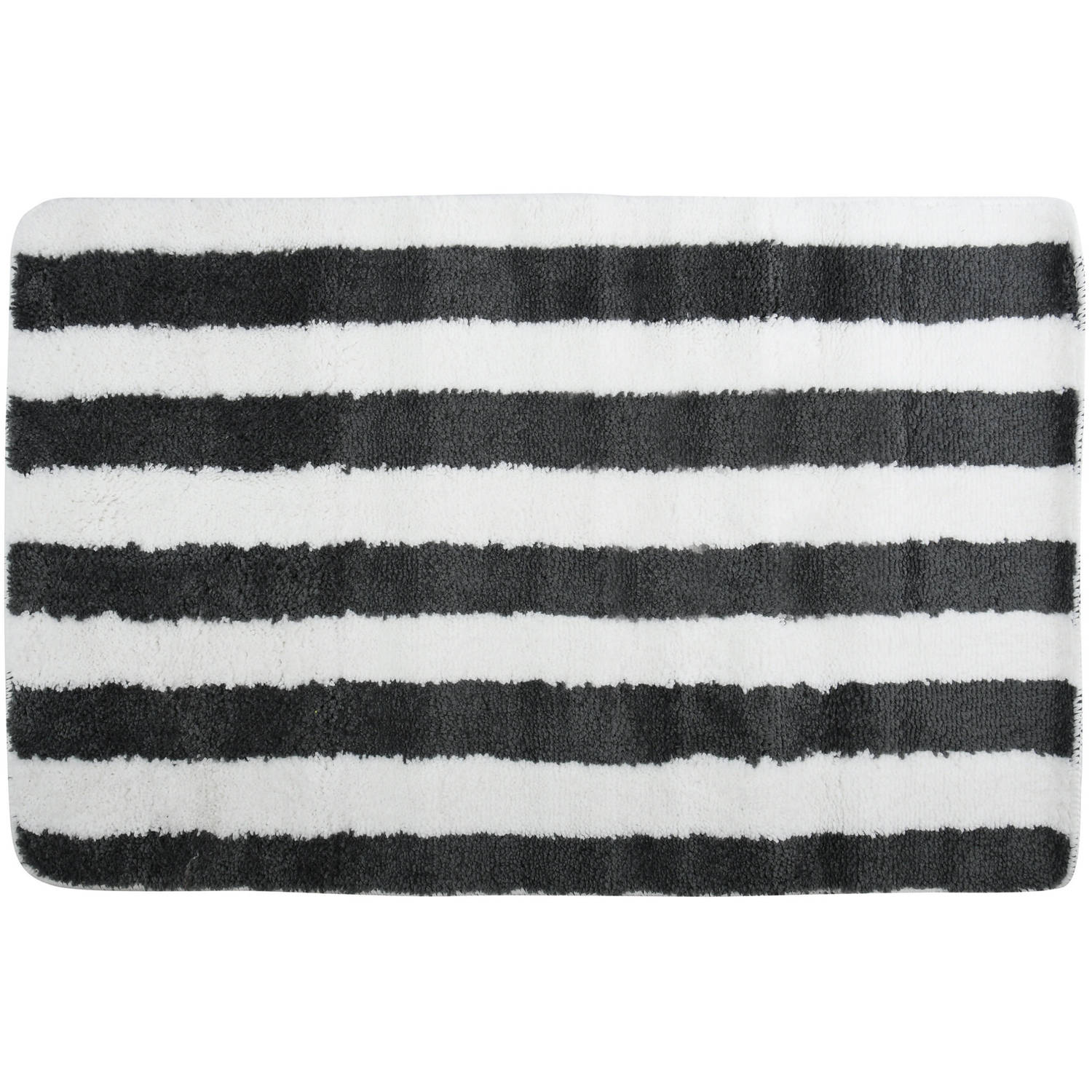 MSV Badkamerkleed-badmat kleedje voor op de vloer zwart-wit 50 x 80 cm Microvezel Badmatjes