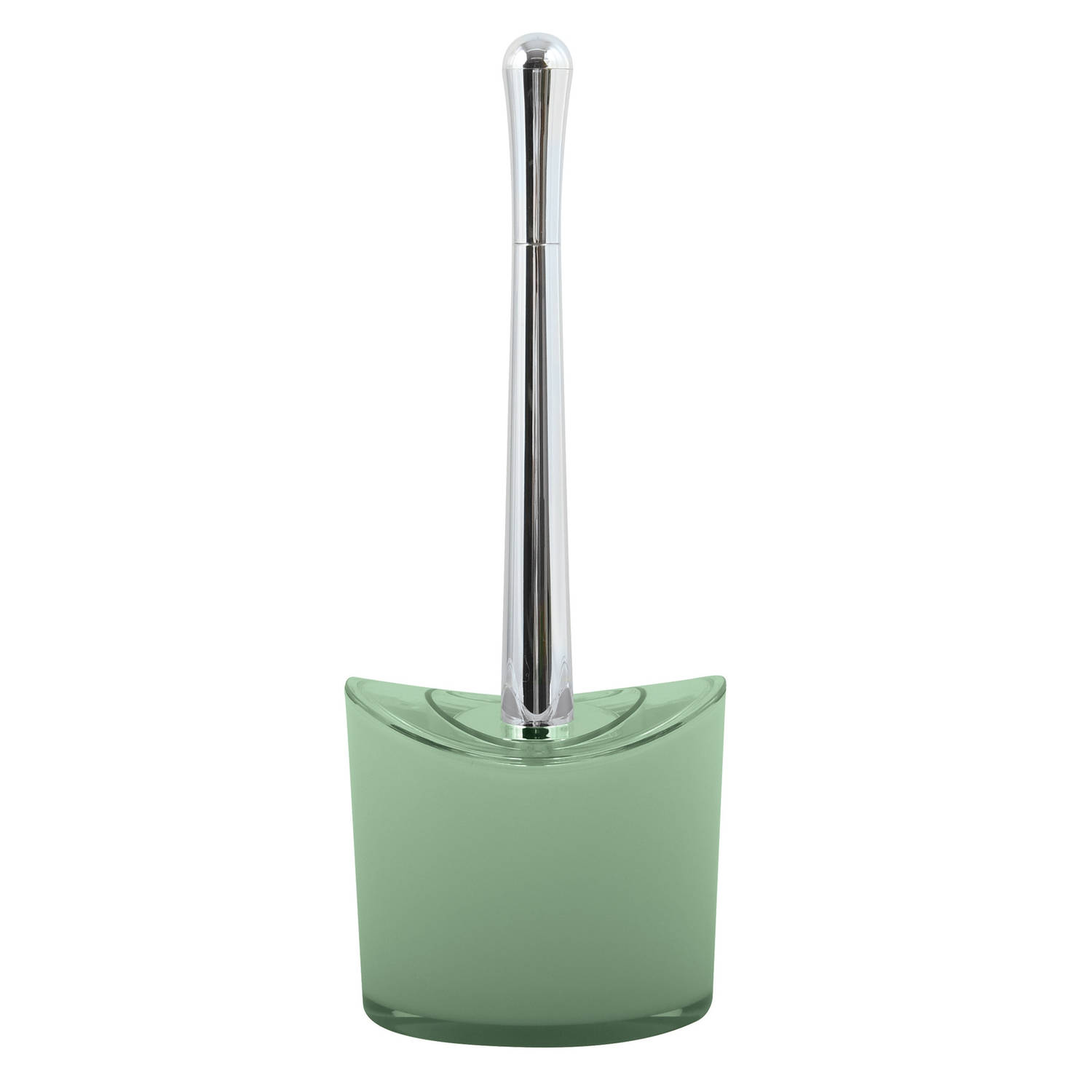 MSV Toiletborstel in houder/wc-borstel Aveiro - PS kunststof/rvs - groen/zilver - 37 x 14 cm