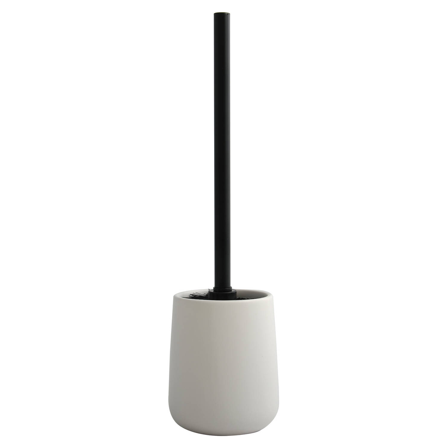 MSV Toiletborstel in houder/wc-borstel Malmo - keramiek/rvs - wit/zwart - 39 x 10 cm