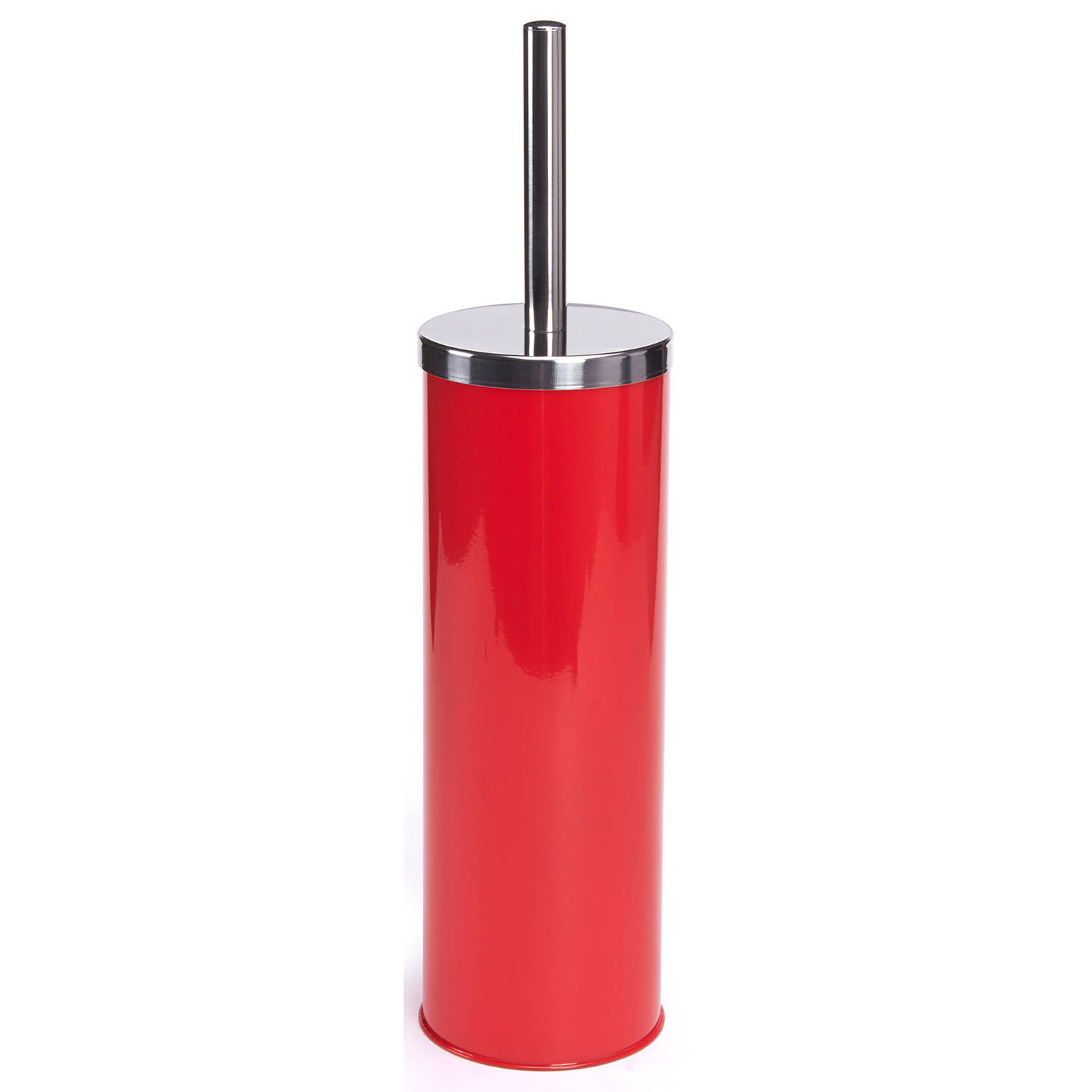 MSV Toiletborstel in houder/wc-borstel - metaal - rood - 38 cm