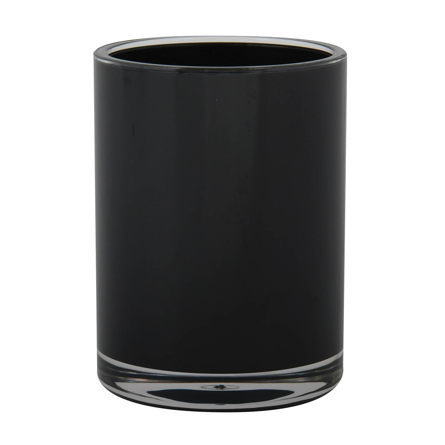 MSV Badkamer drinkbeker/tandenborstelhouder Aveiro - PS kunststof - zwart - 7 x 9 cm