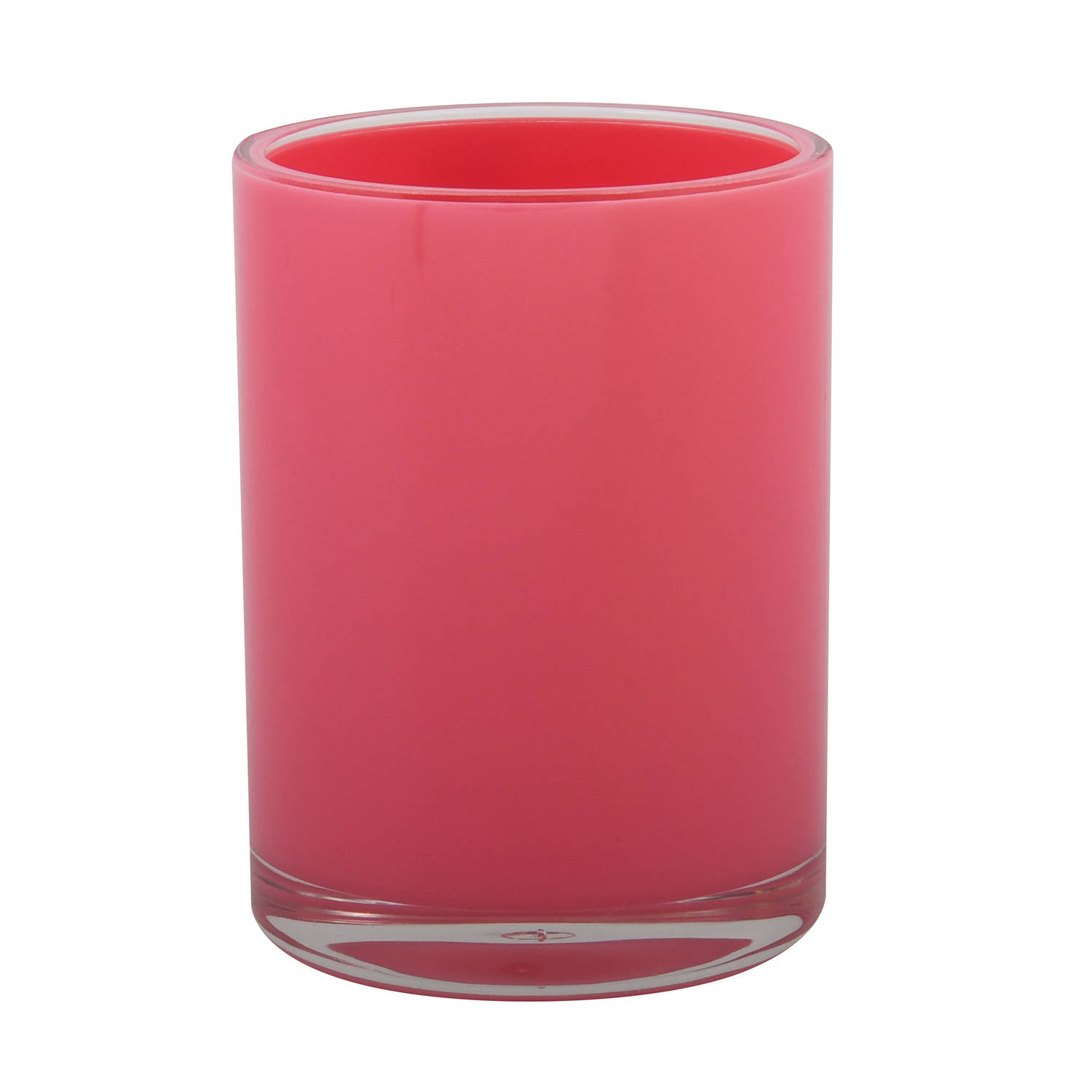 MSV Badkamer drinkbeker Aveiro PS kunststof fuchsia roze 7 x 9 cm Tandenborstelhouders