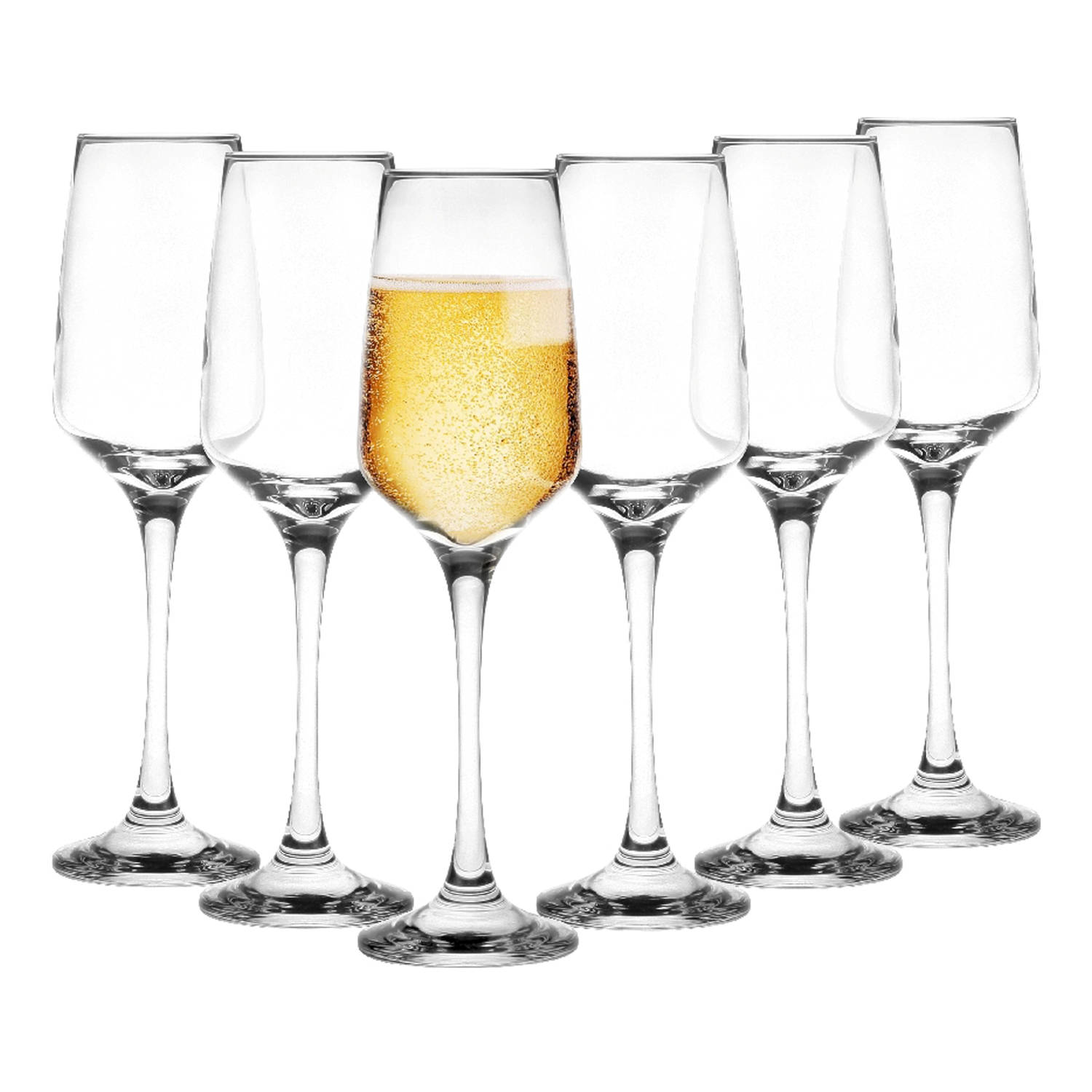 Glasmark Champagneglazen/prosecco - Flutes - transparant glas - 6x stuks - 210 ml