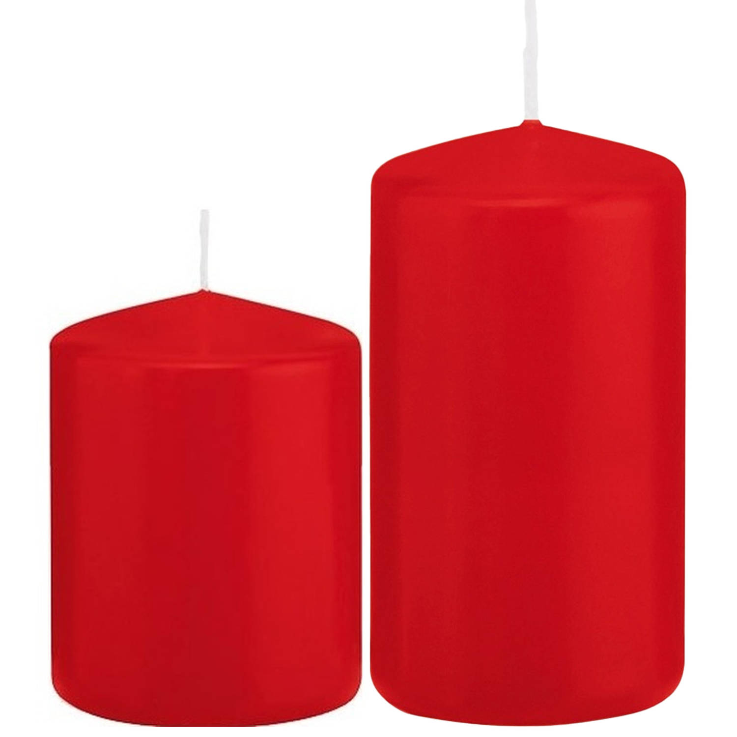 Trend Candles - Stompkaarsen set 2x stuks rood 8 en 12 cm
