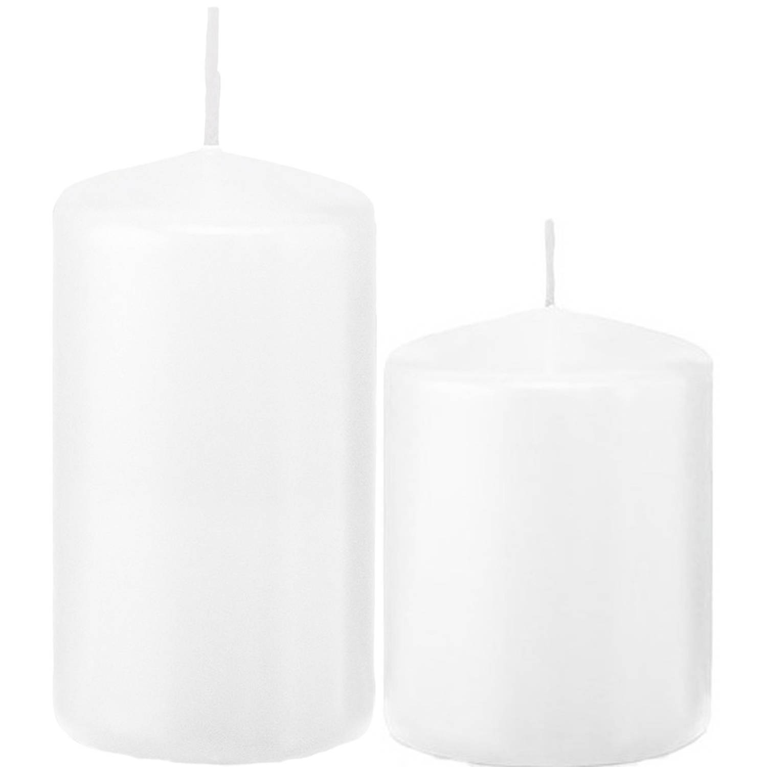 Trend Candles - Stompkaarsen set 4x stuks wit 8 en 12 cm