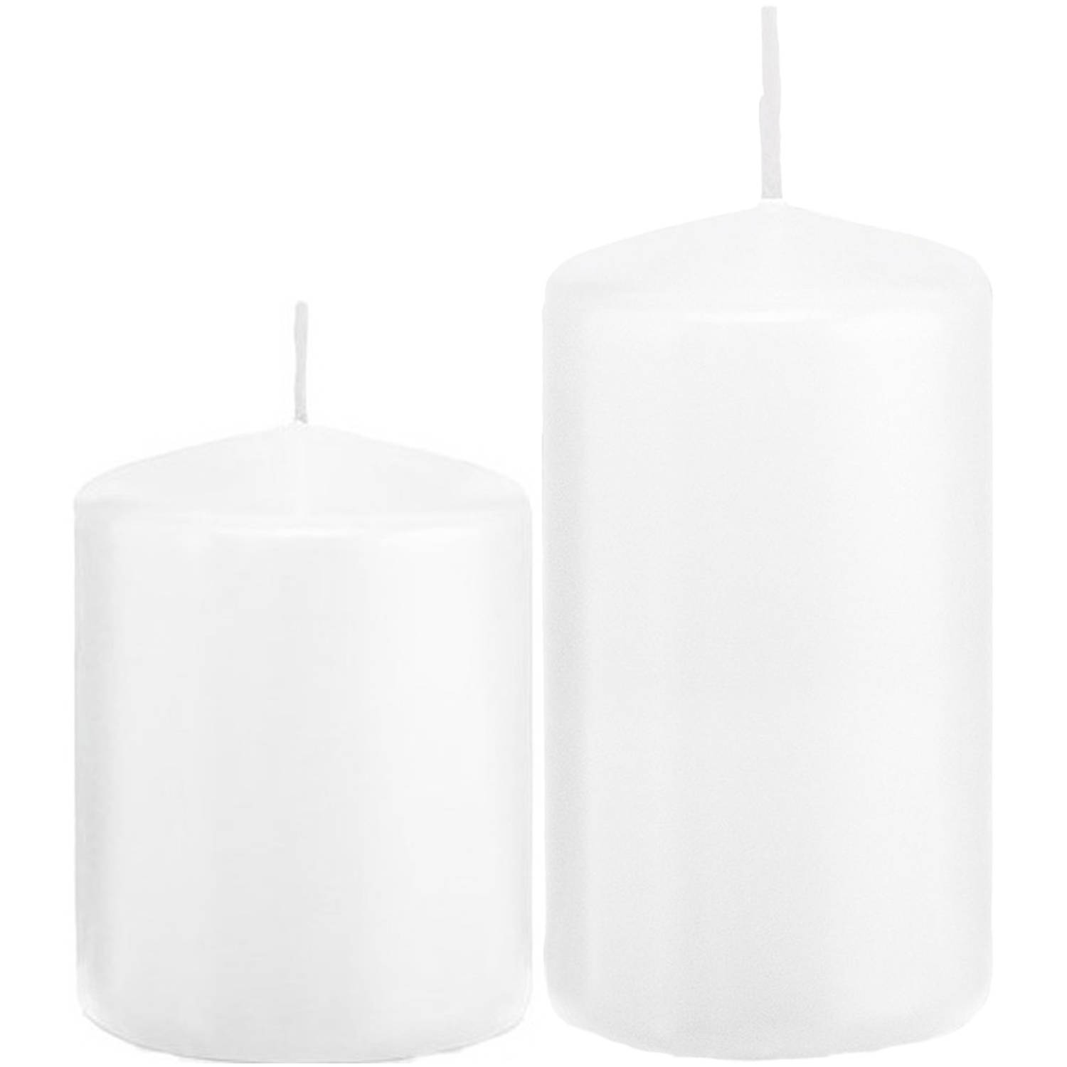 Trend Candles - Stompkaarsen set 2x stuks wit 8 en 12 cm