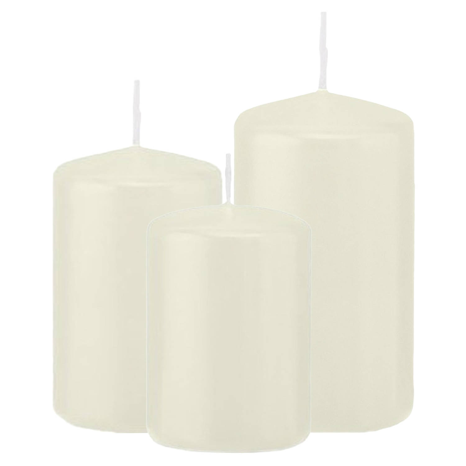 Trend Candles - Stompkaarsen set 6x stuks ivoor wit 8-10-12 cm