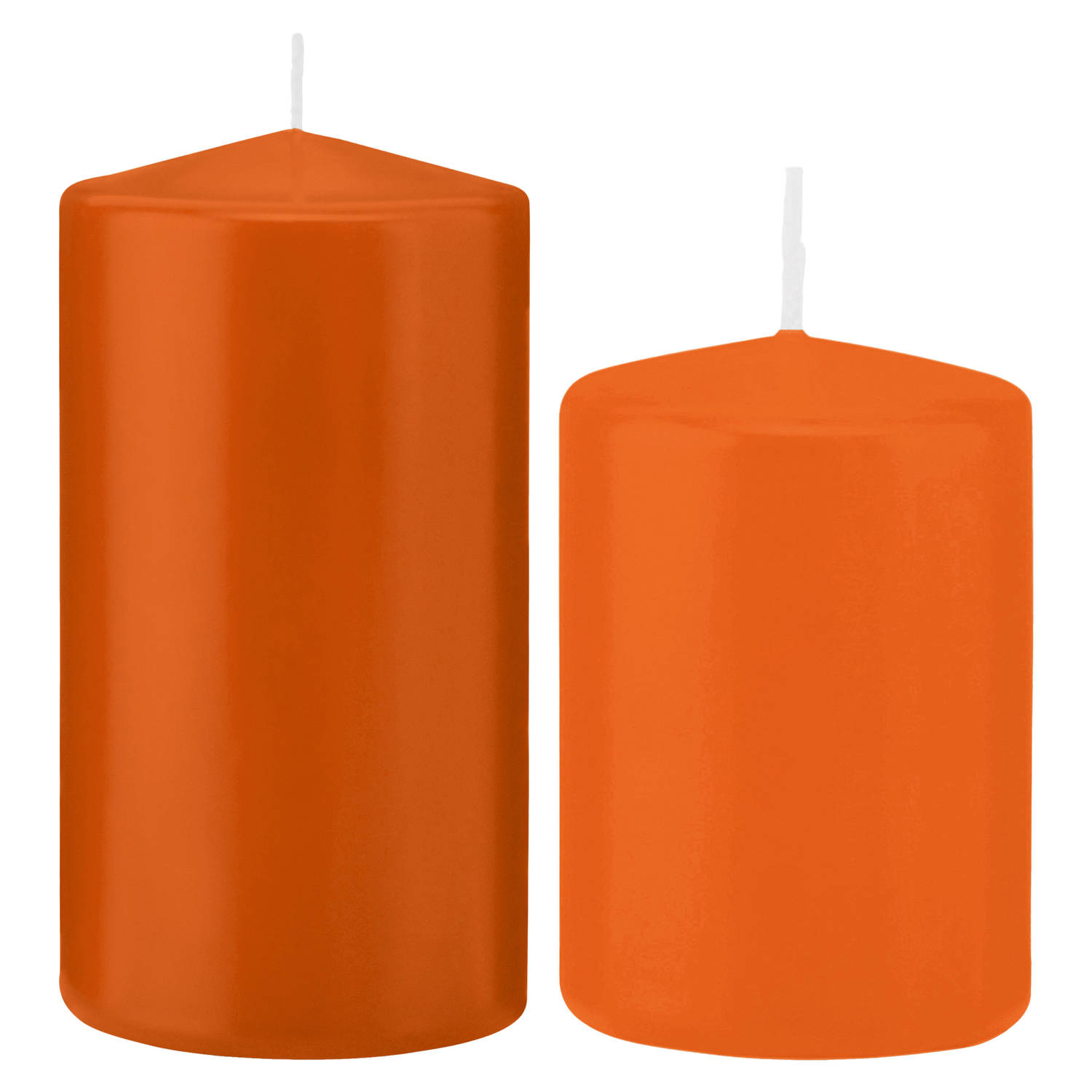 Trend Candles - Stompkaarsen set 4x stuks oranje 12 en 15 cm