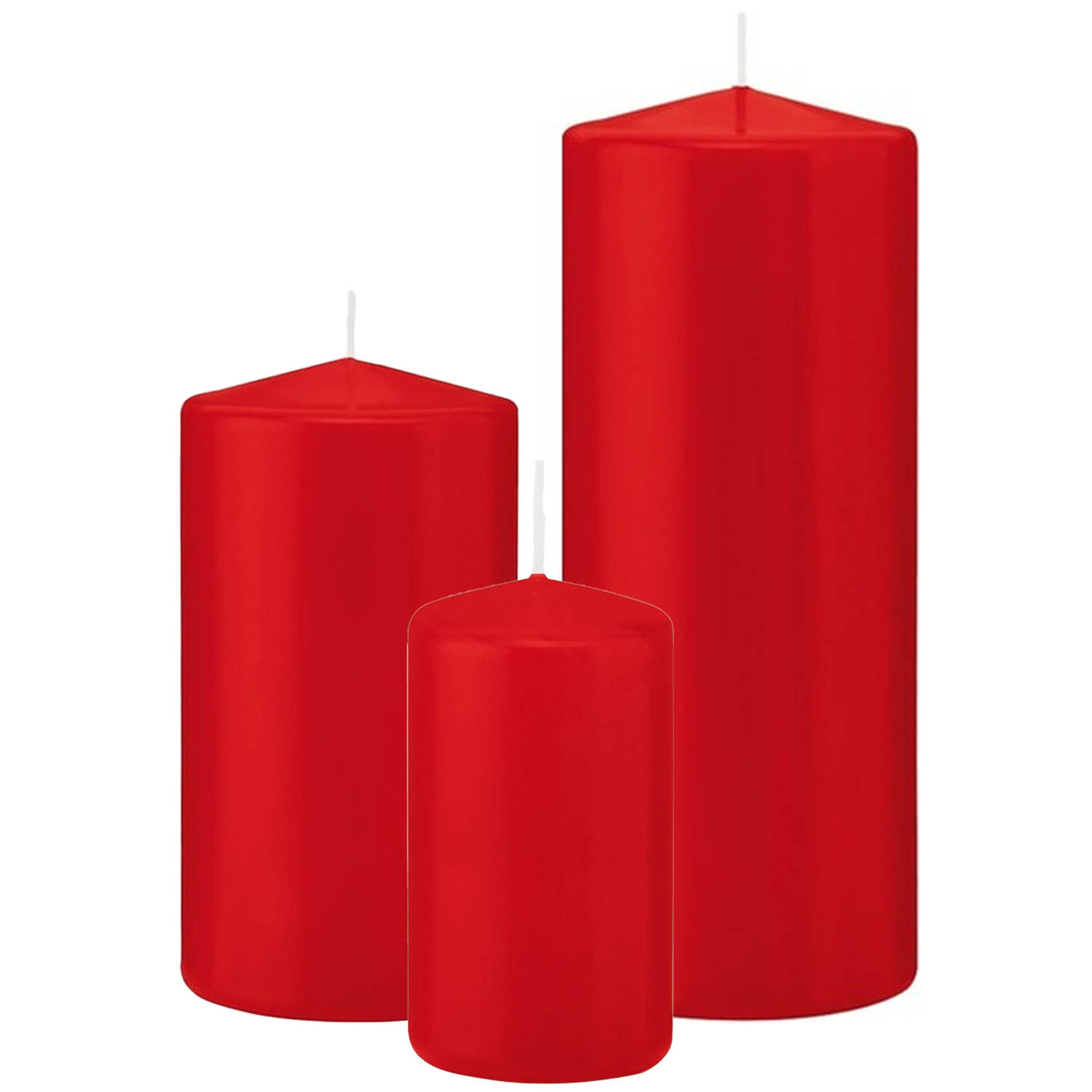 Trend Candles - Stompkaarsen set 6x stuks rood 12-15-20 cm
