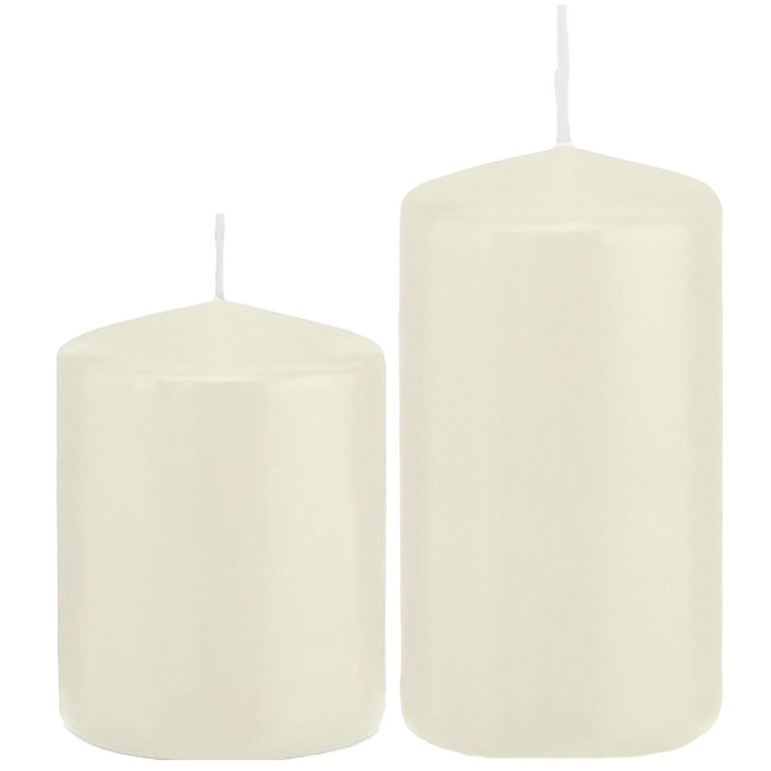 Trend Candles - Stompkaarsen set 2x stuks ivoor wit 8 en 12 cm