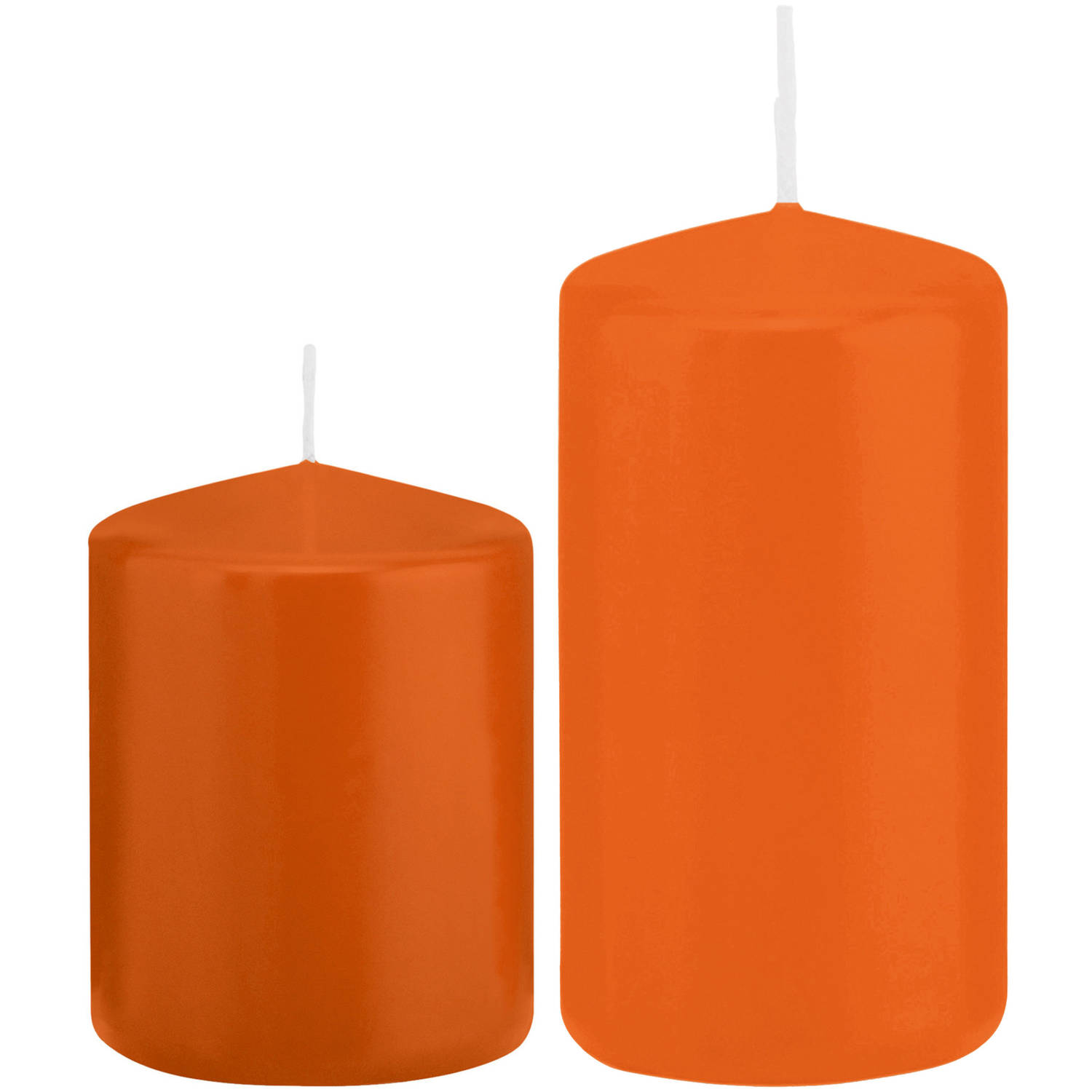 Trend Candles - Stompkaarsen set 2x stuks oranje 8 en 12 cm