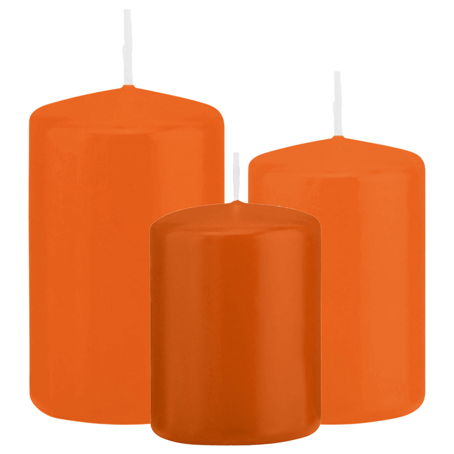 Trend Candles - Stompkaarsen set 3x stuks oranje 8-10-12 cm