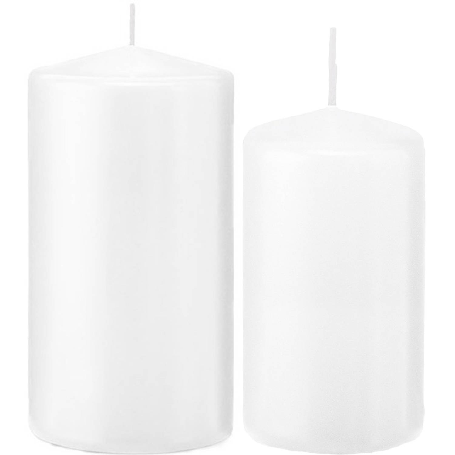 Trend Candles - Stompkaarsen set 4x stuks wit 12 en 15 cm