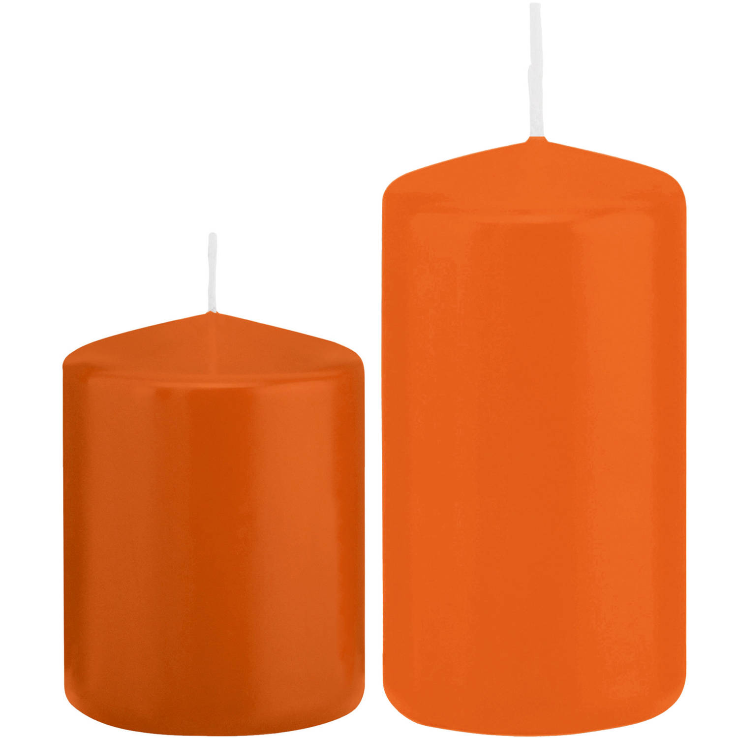 Trend Candles - Stompkaarsen set 6x stuks oranje 8 en 12 cm