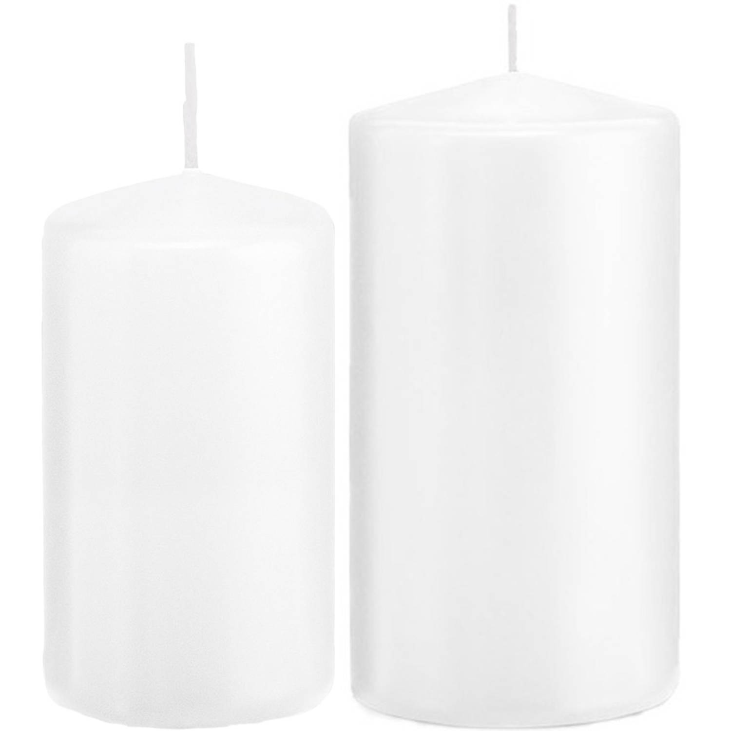 Trend Candles - Stompkaarsen set 2x stuks wit 12 en 15 cm