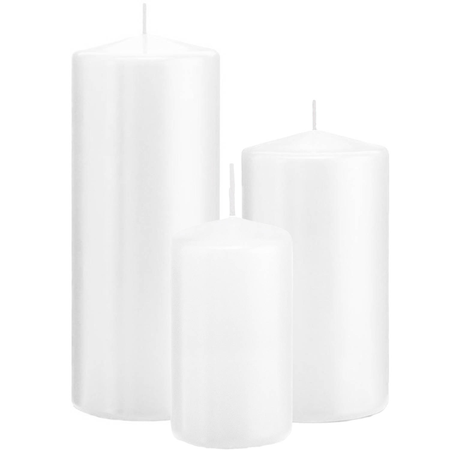 Trend Candles - Stompkaarsen set 3x stuks wit 12-15-20 cm