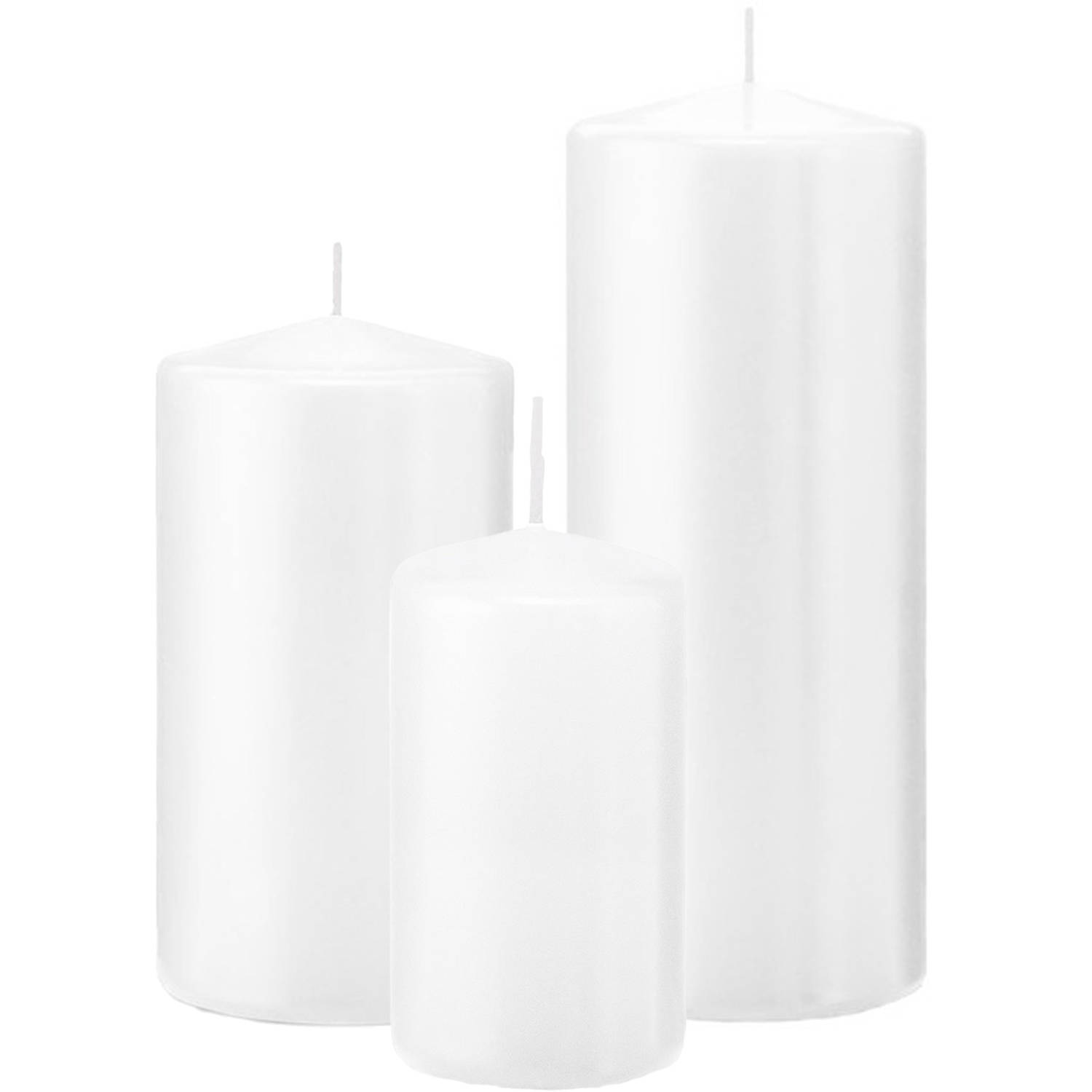 Trend Candles - Stompkaarsen set 6x stuks wit 12-15-20 cm