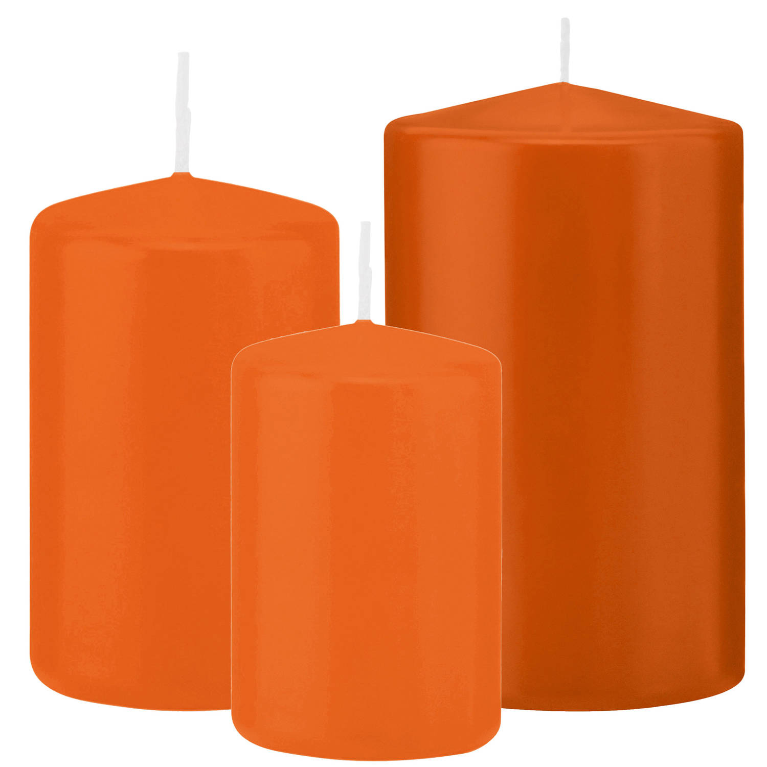 Trend Candles - Stompkaarsen set 6x stuks oranje 10-12-15 cm