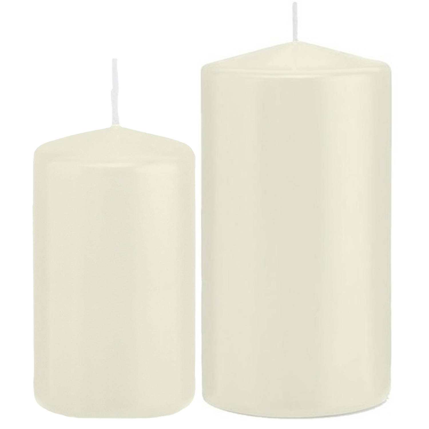 Trend Candles - Stompkaarsen set 2x stuks ivoor wit 12 en 15 cm