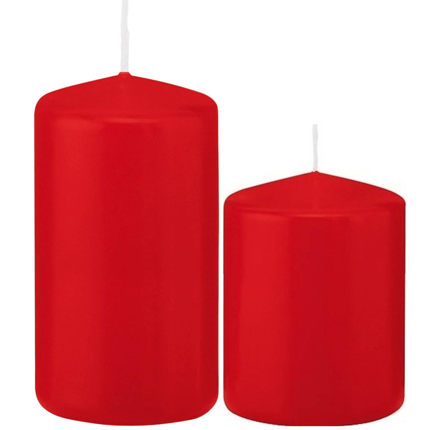 Trend Candles - Stompkaarsen set 4x stuks rood 8 en 12 cm