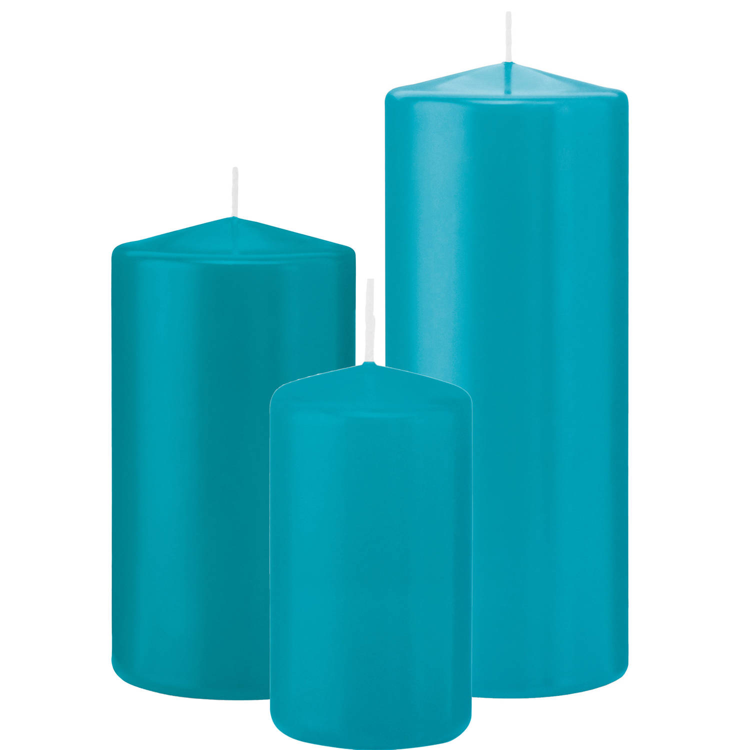 Trend Candles - Stompkaarsen set 6x stuks turquoise blauw 12-15-20 cm