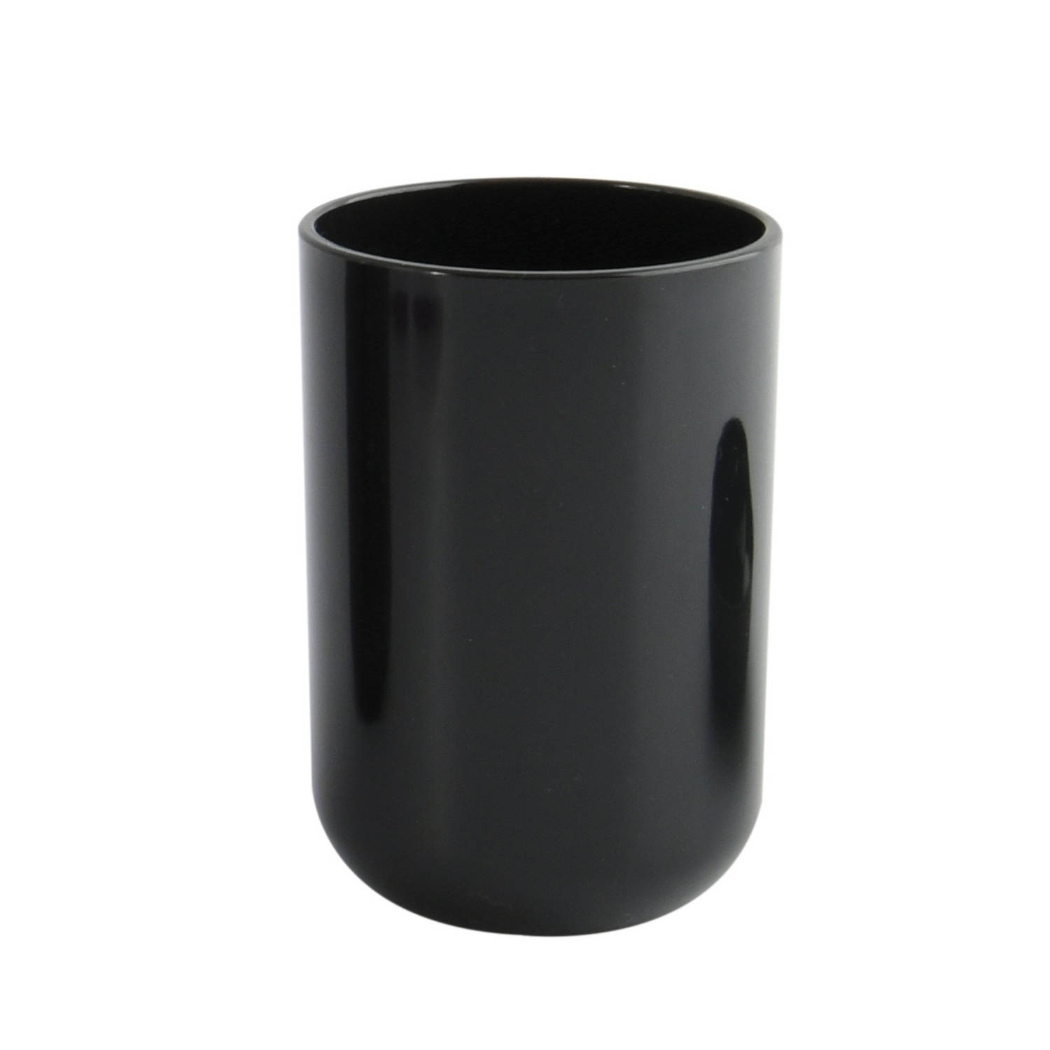 MSV Badkamer drinkbeker/tandenborstelhouder Porto - PS kunststof - zwart - 7 x 10 cm