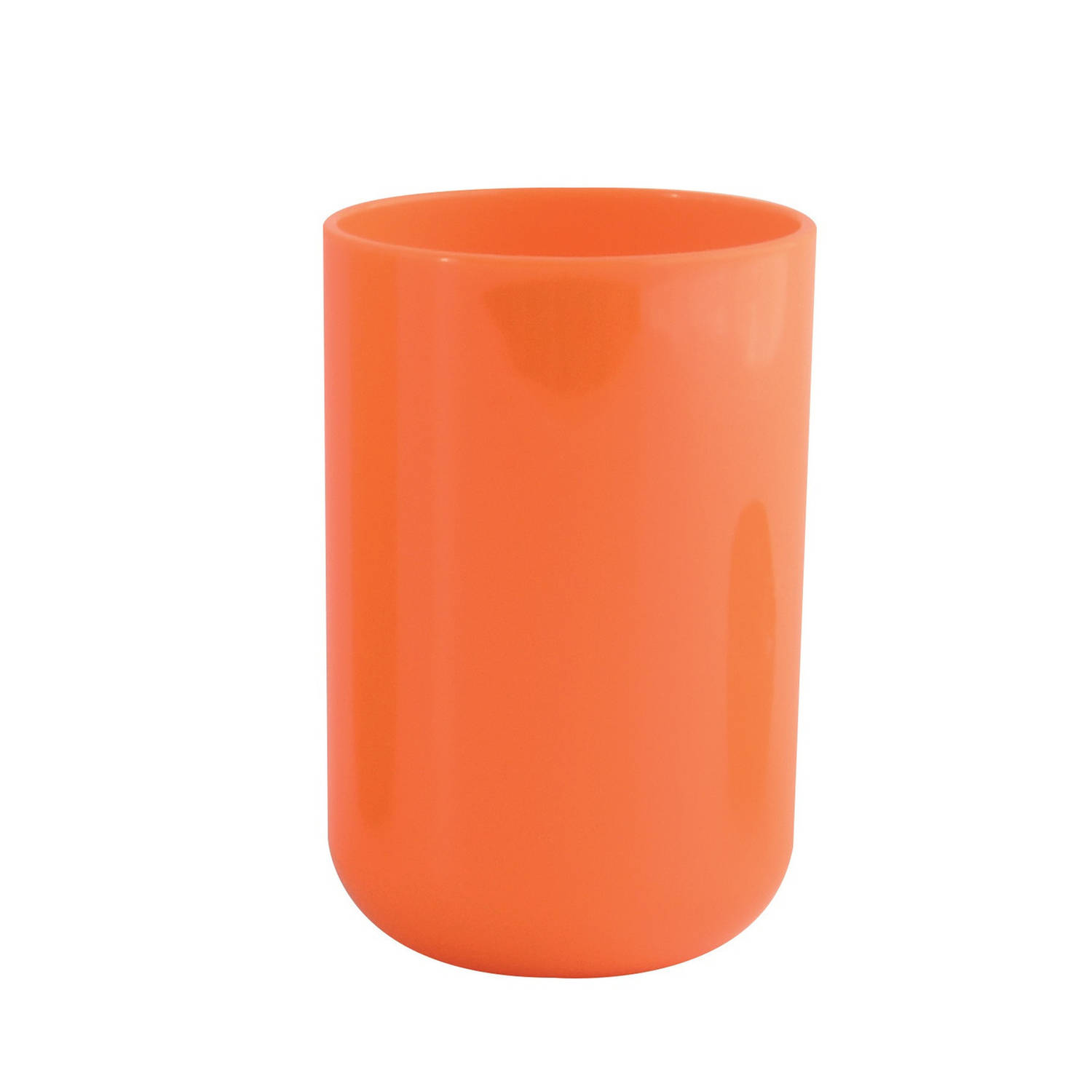 MSV Badkamer drinkbeker/tandenborstelhouder Porto - PS kunststof - oranje - 7 x 10 cm