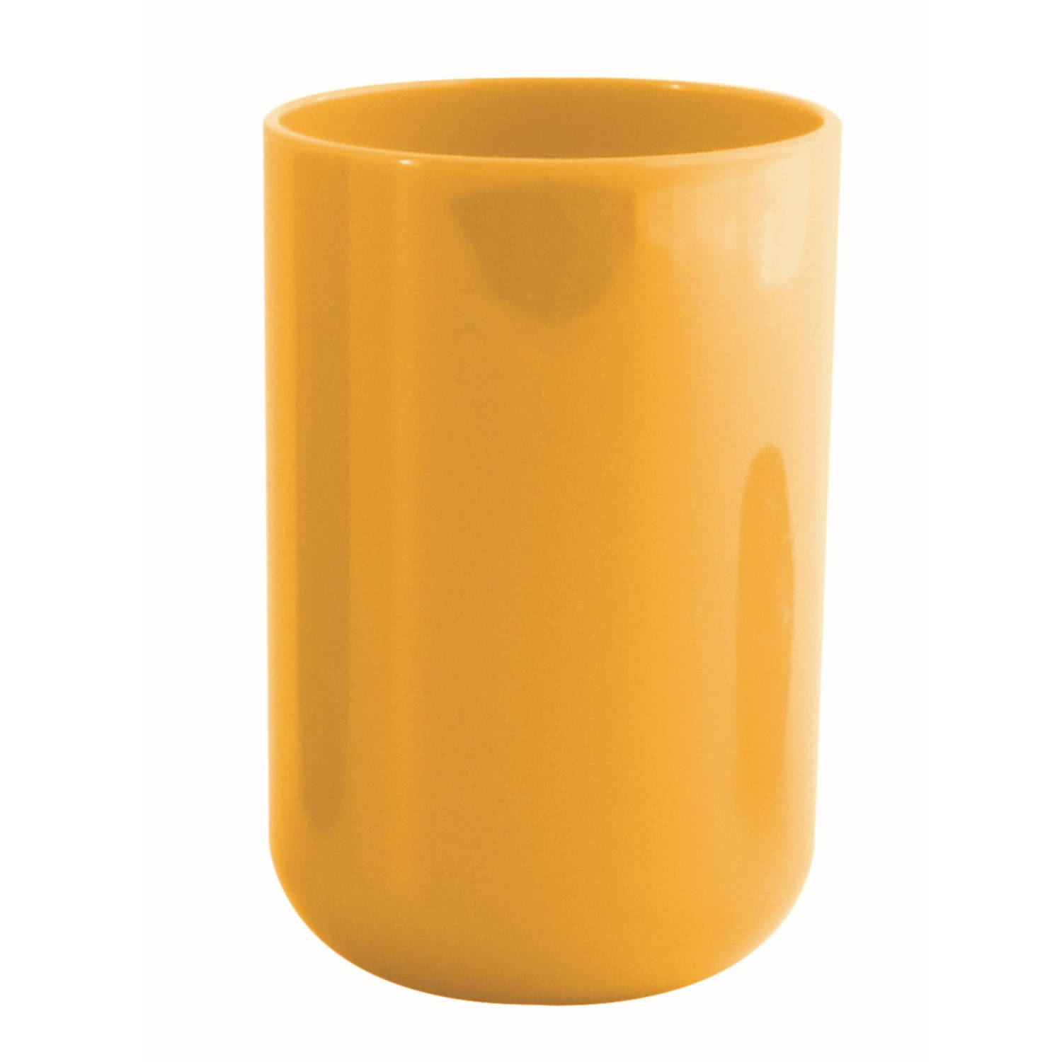 MSV Badkamer drinkbeker Porto PS kunststof saffraan geel 7 x 10 cm Tandenborstelhouders