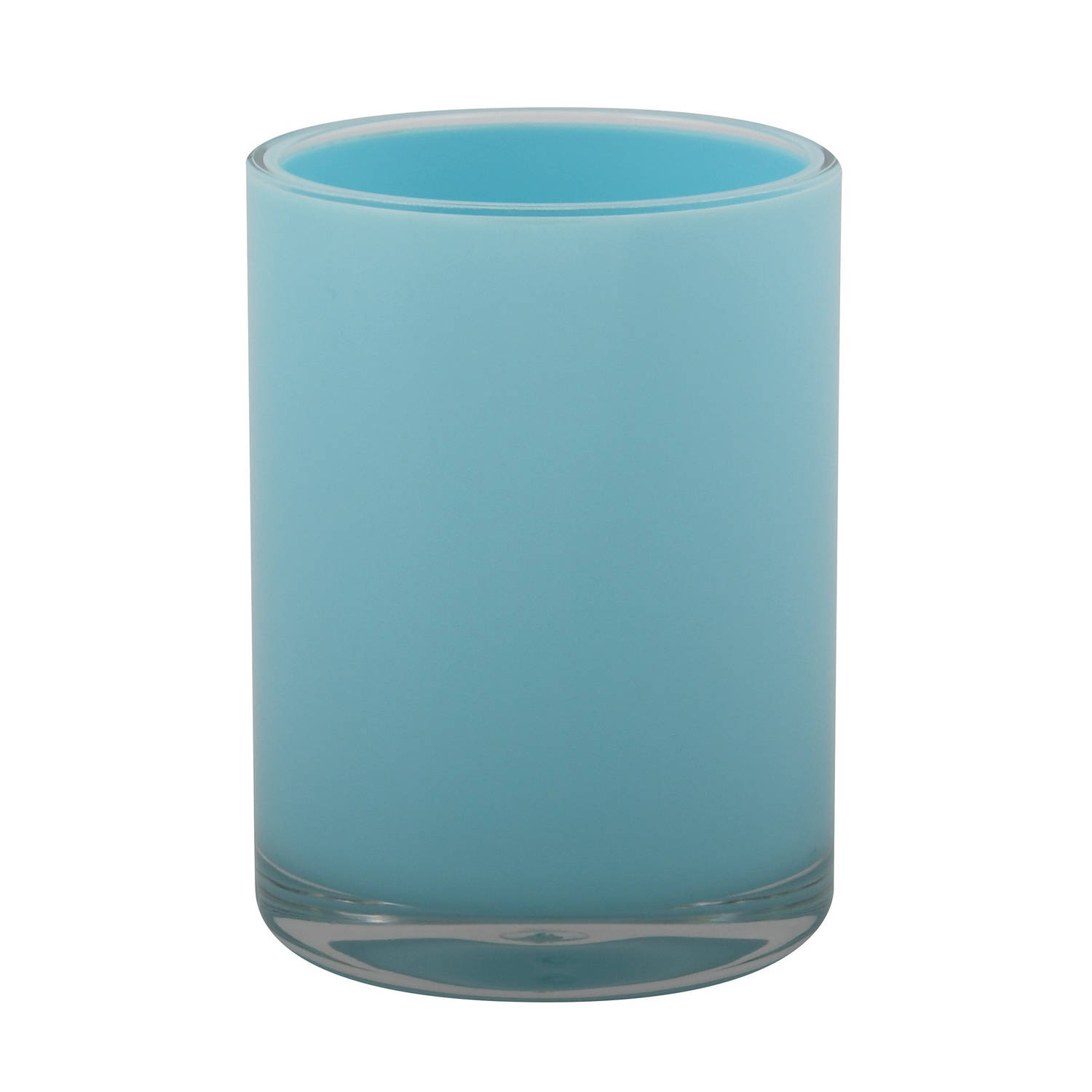 MSV Badkamer drinkbeker/tandenborstelhouder Aveiro - PS kunststof - lichtblauw - 7 x 9 cm
