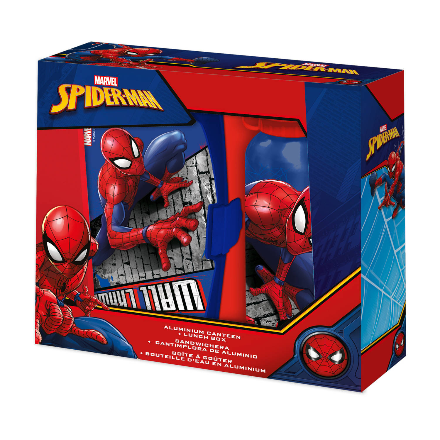 Marvel Spiderman lunchbox set voor kinderen - 2-delig - rood - aluminium/kunststof