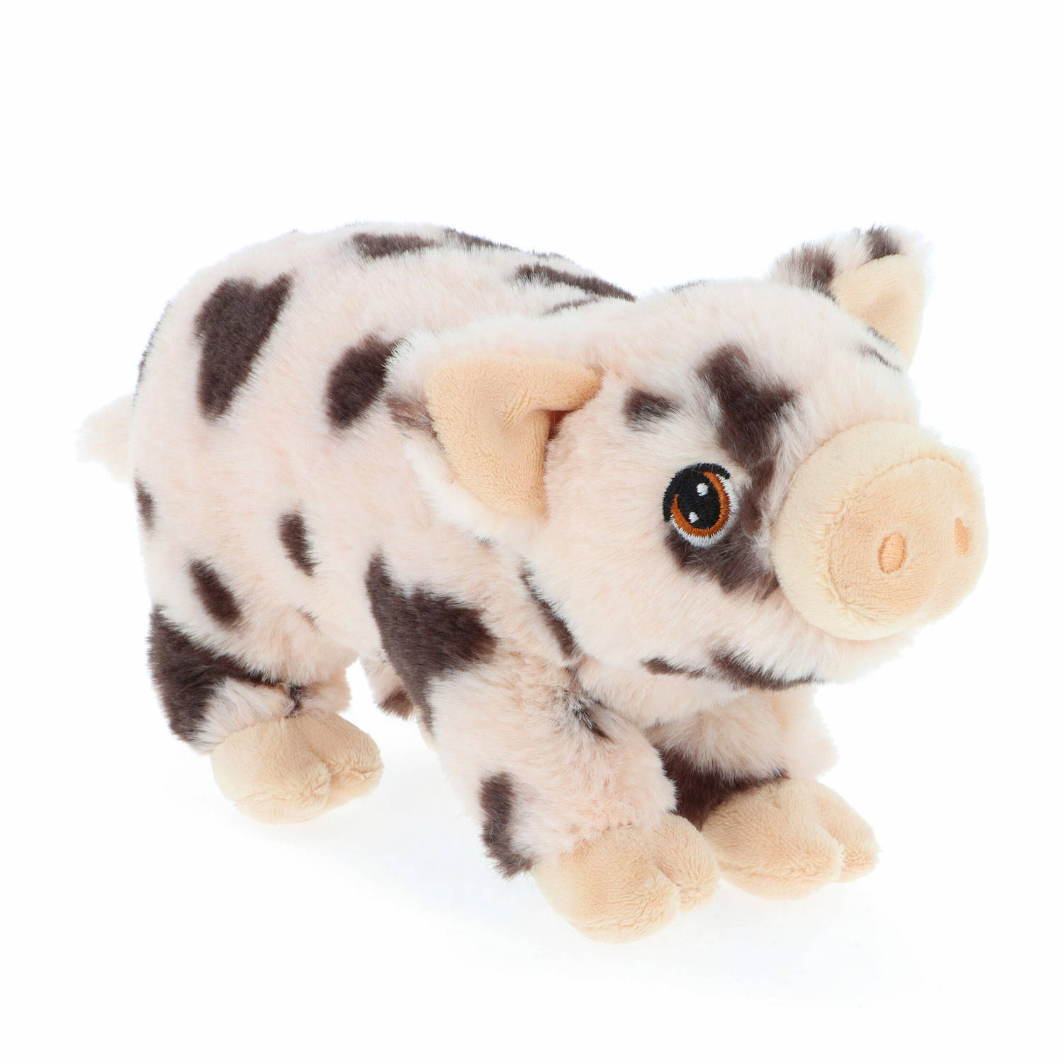 Keel Toys pluche varken/biggetje knuffeldier - roze gevlekt - lopend - 18 cm - Luxe Eco kwaliteit knuffels