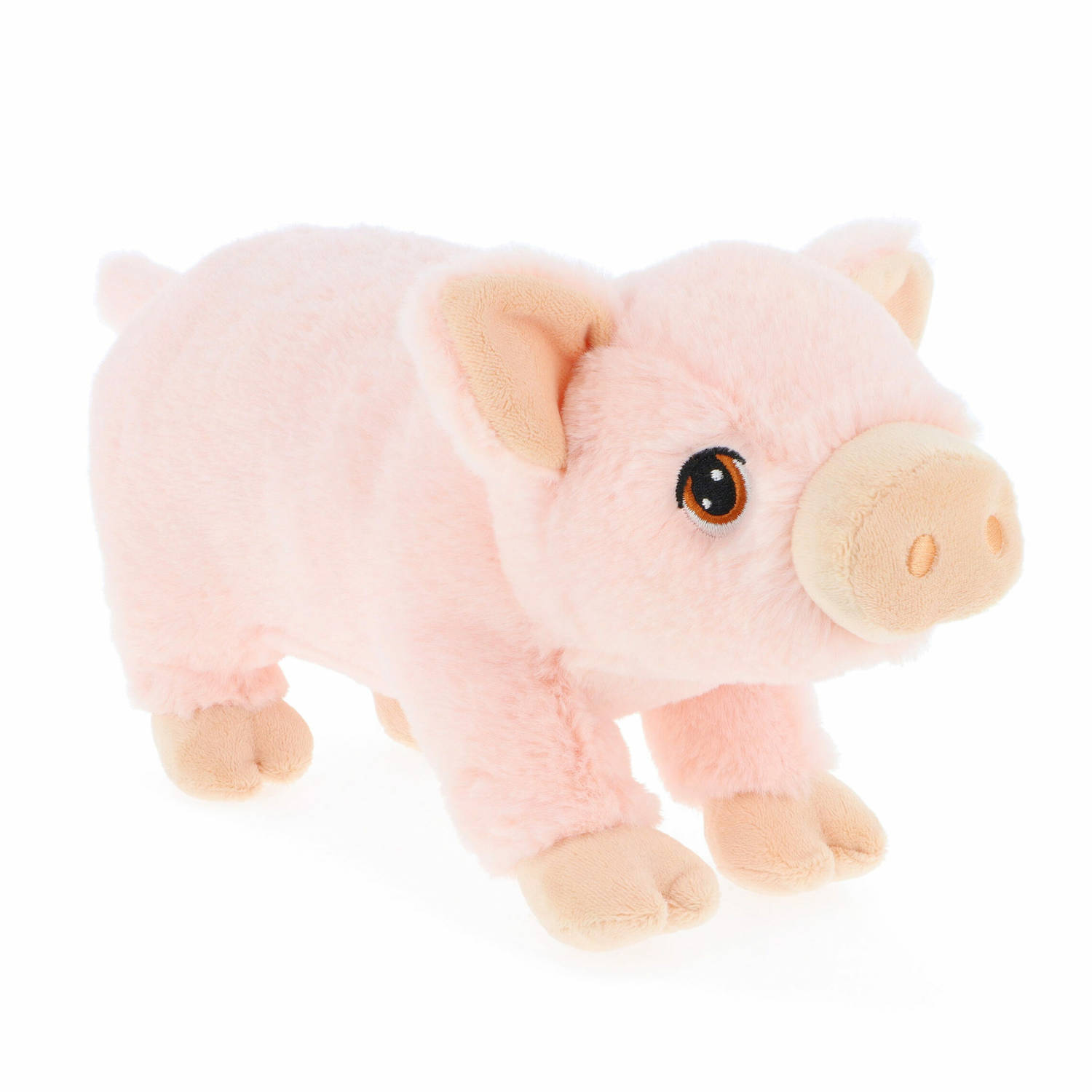 Keel Toys pluche varken/biggetje knuffeldier - roze - lopend - 28 cm - Luxe Eco kwaliteit knuffels
