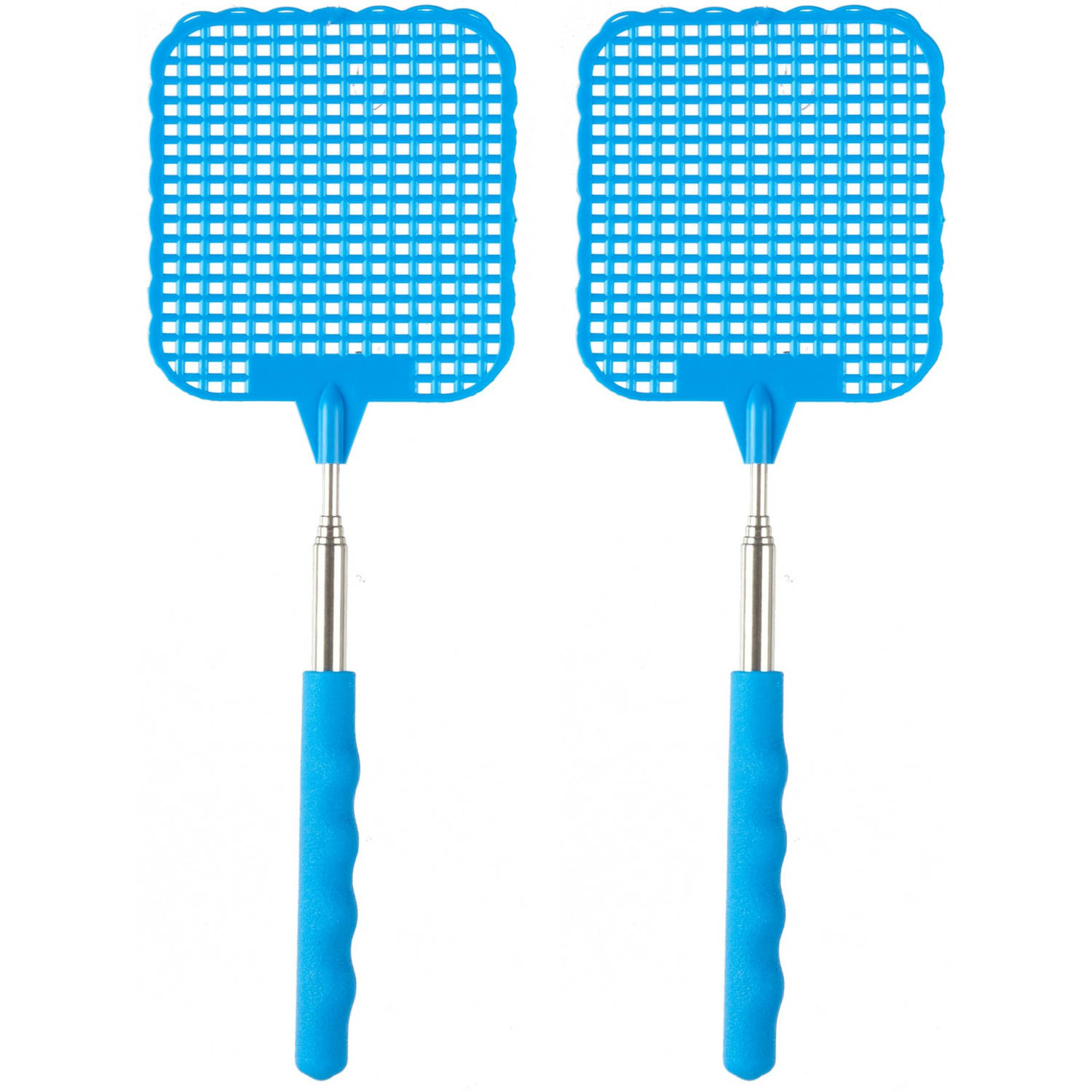 Ibergarden Vliegenmepper compact - 2x - Uitschuifbaar tot 60 cm - blauw - Insecten killer - Vliegenmeppers - Ongedierteb