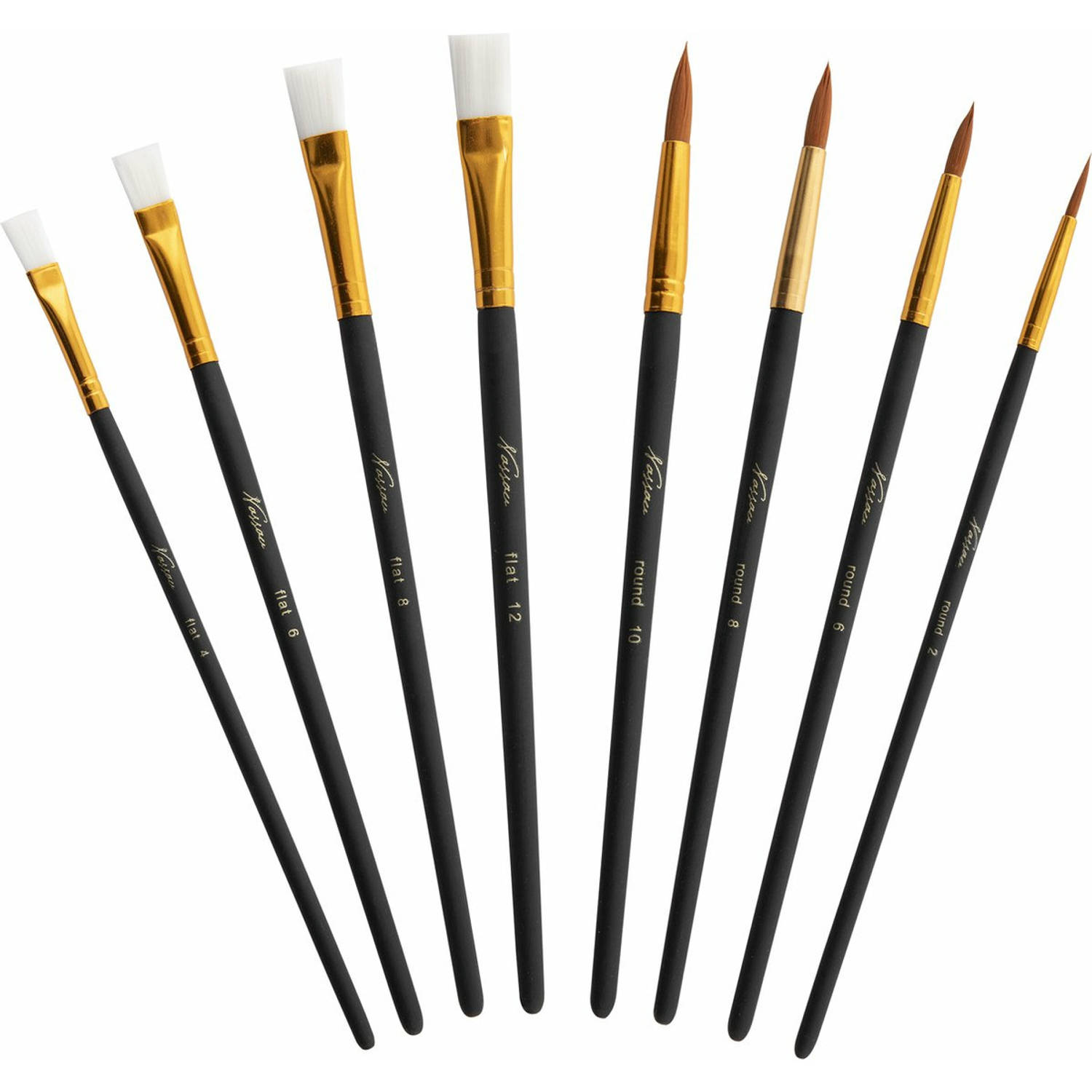Nassau Fine Art Schilderspalet Hout + 8 Penselen | Mengpalet | Penselen acrylverf | Mengpalet hout voor volwassenen | kwastenset