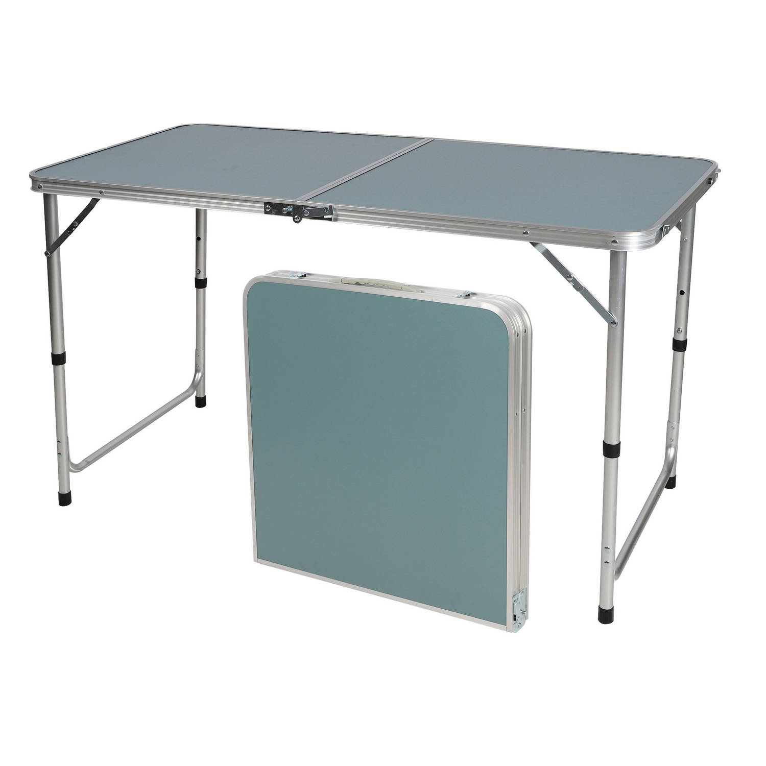 Sunnydays camping tafel aluminium opvouwbaar blauw L120 x B60 x H67 cm - Bijzettafels Campingtafels