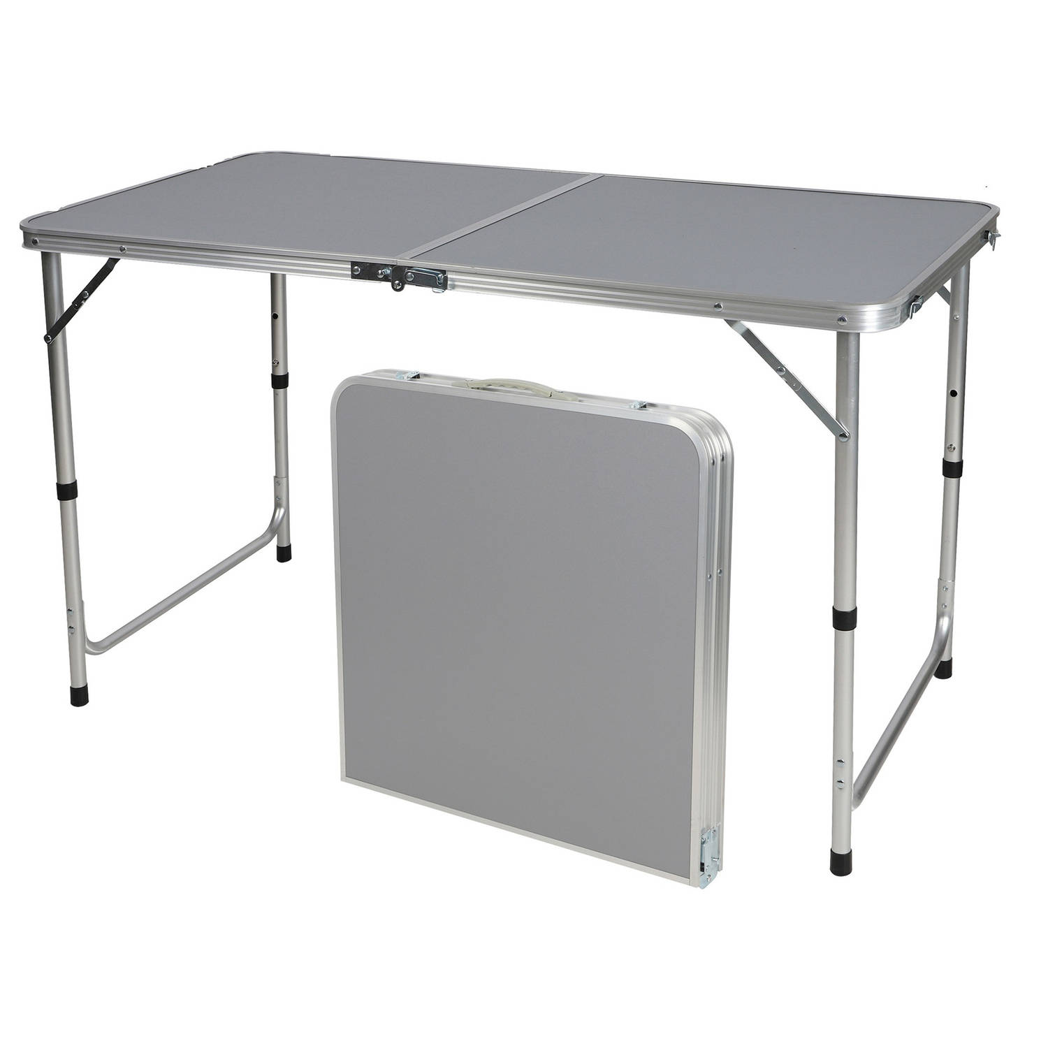 Sunnydays camping tafel aluminium opvouwbaar grijs L120 x B60 x H67 cm - Bijzettafels Campingtafels