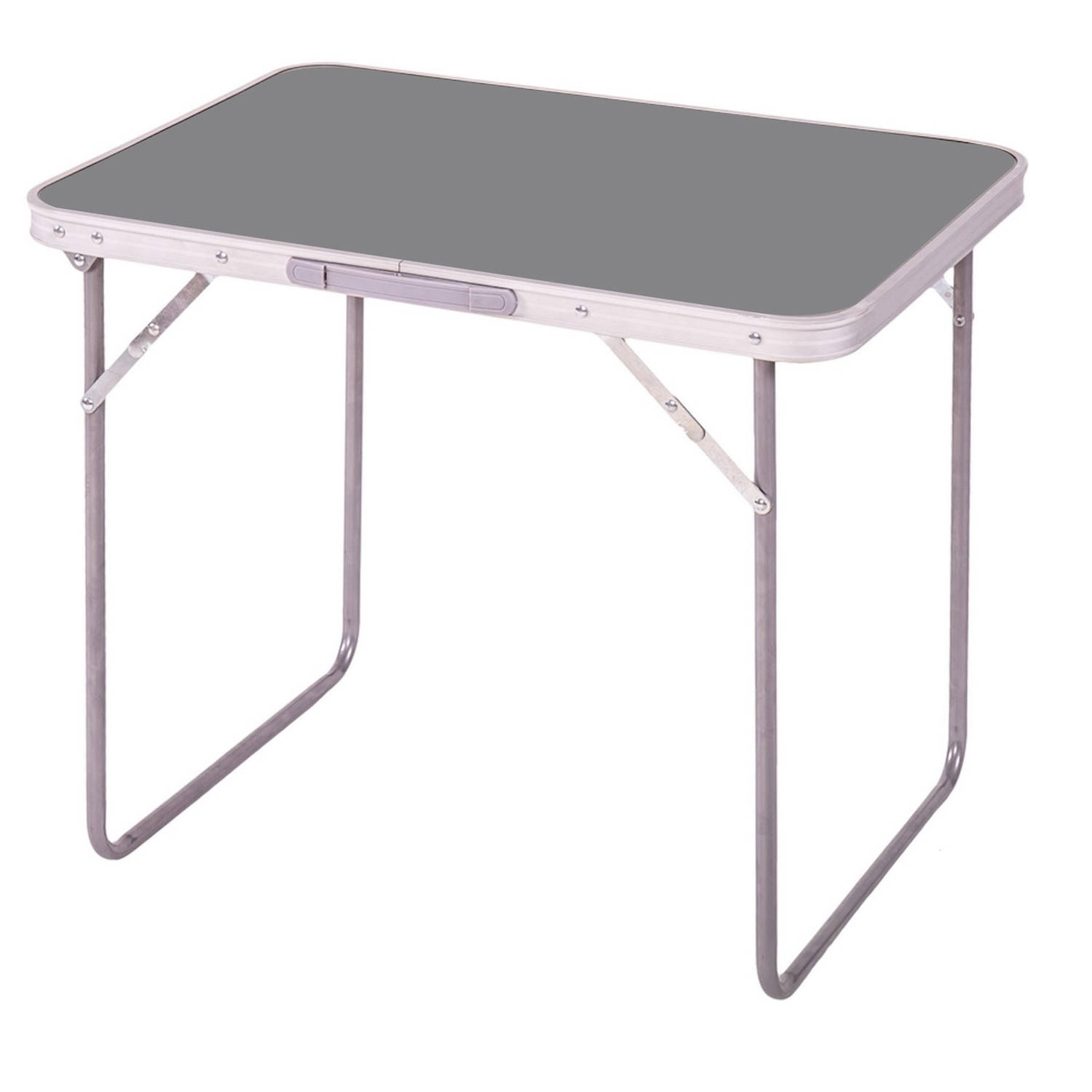 Sunnydays camping tafel - aluminium - opvouwbaar - grijs - L80 x B60 x H70 cm - Bijzettafels