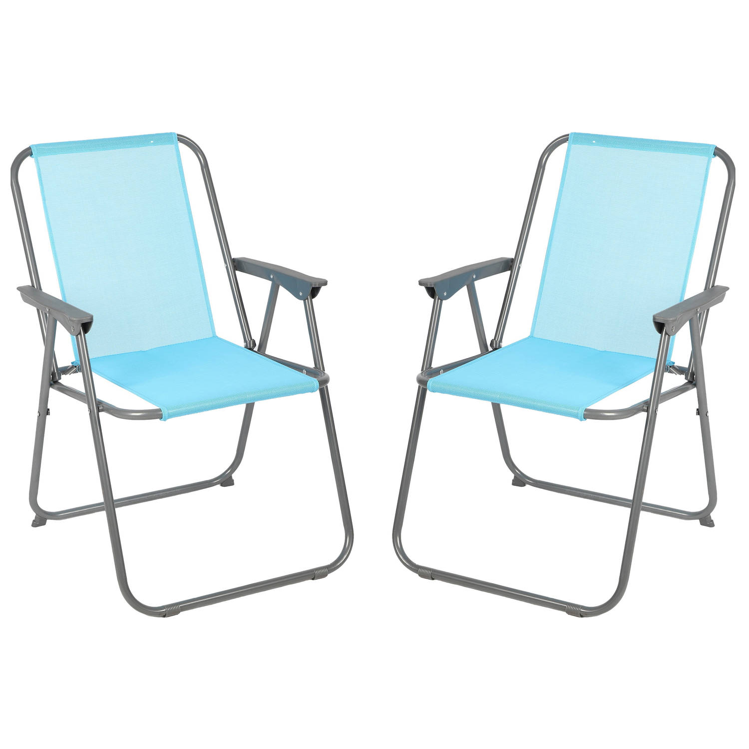 Sunnydays Picnic camping-strand stoel 2x aluminium inklapbaar blauw L53 x B55 x H75 cm Campingstoele