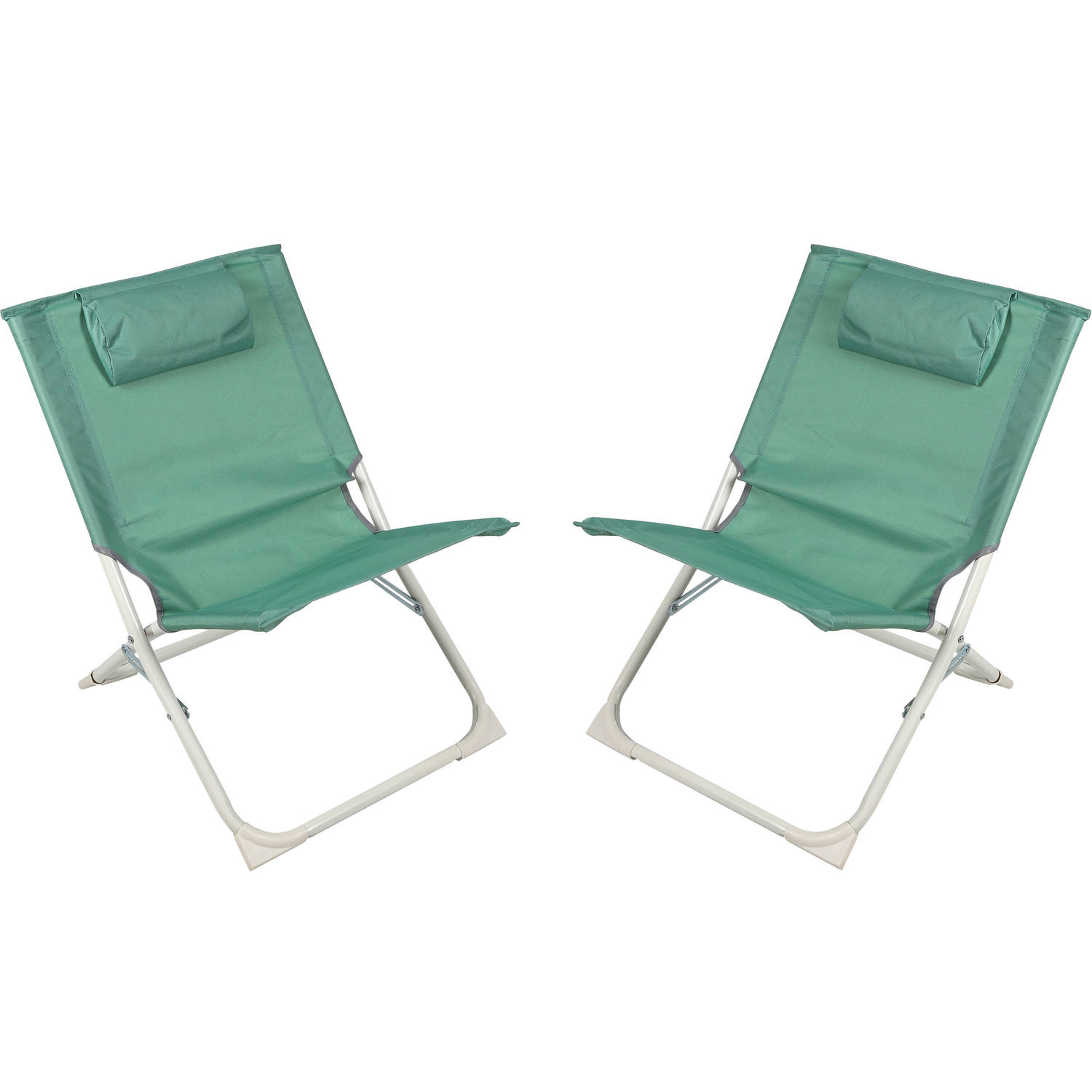 Sunnydays Havana camping-strand stoel 2x aluminium inklapbaar groen L49 x B62 x H61 cm Campingstoele