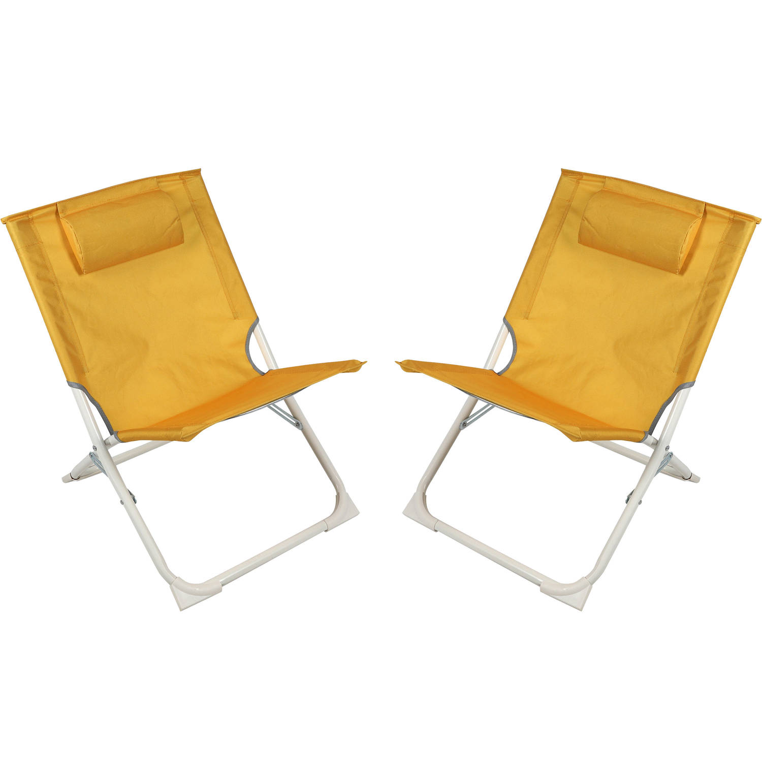 Sunnydays Havana camping-strand stoel 2x aluminium inklapbaar geel L49 x B62 x H61 cm Campingstoelen
