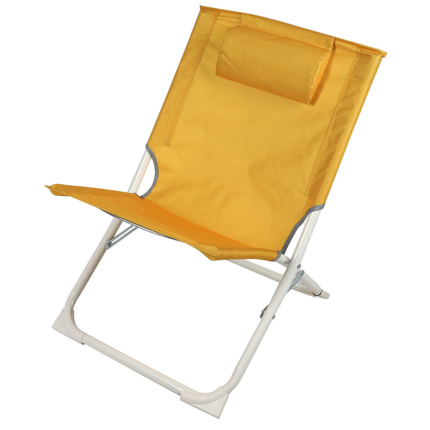 Sunnydays Havana camping/strand stoel - aluminium - inklapbaar - geel - L49 x B62 x H61 cm