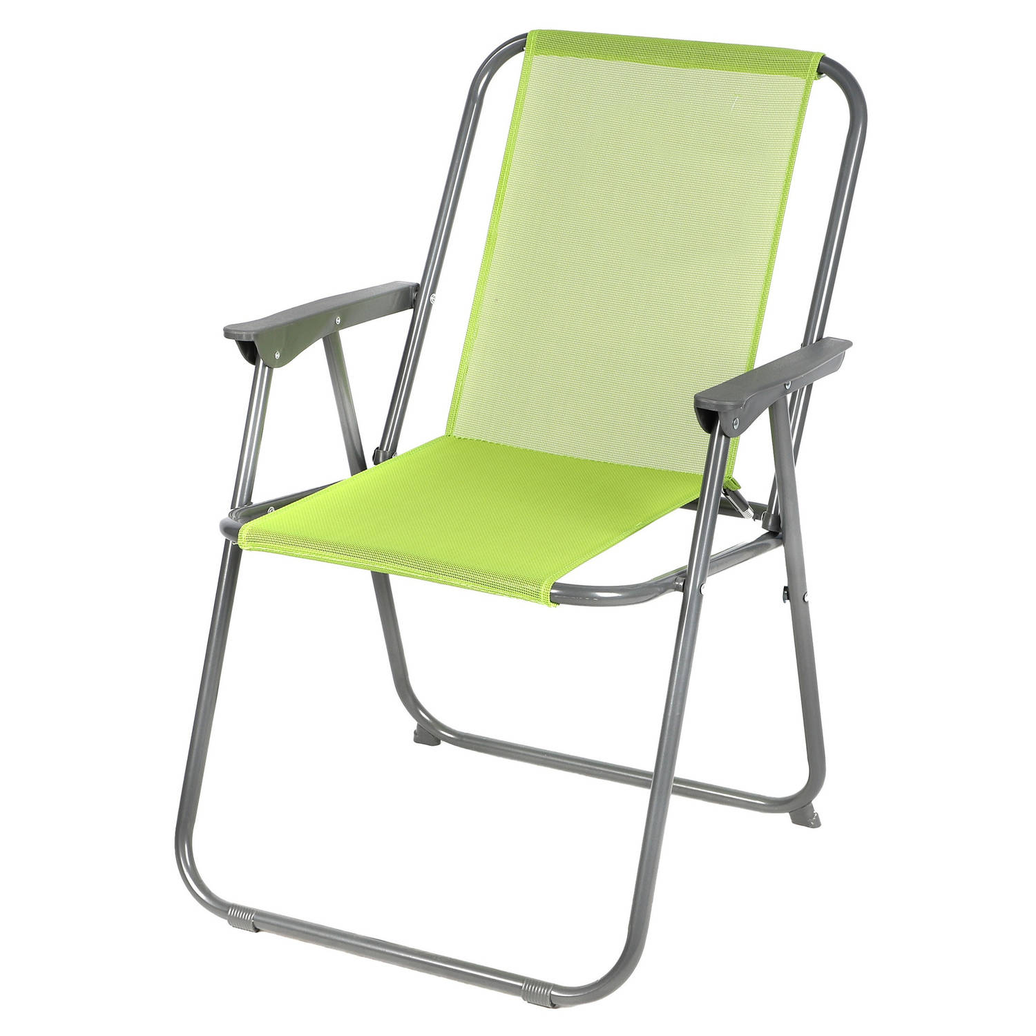 Sunnydays Picnic camping/strand stoel - aluminium - inklapbaar - groen - L53 x B55 x H75 cm
