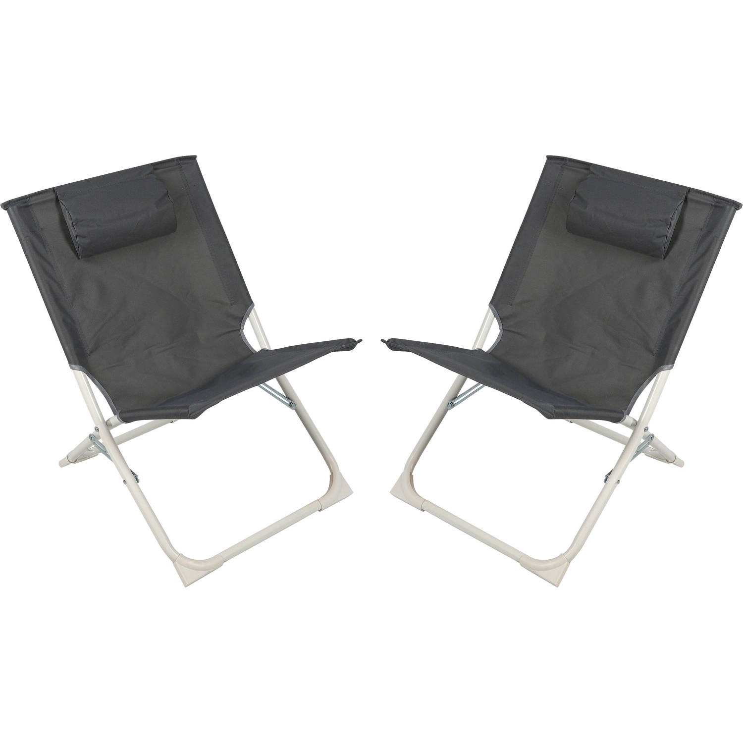 Sunnydays Havana camping-strand stoel 2x aluminium inklapbaar grijs L49 x B62 x H61 cm Campingstoele
