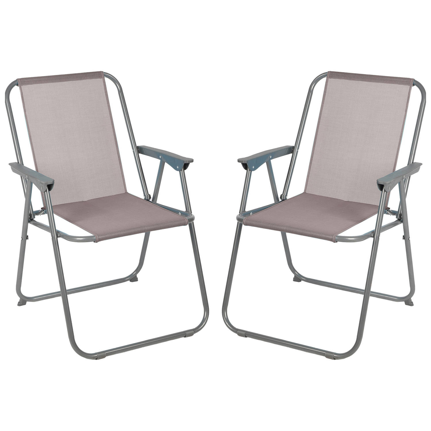 Sunnydays Picnic camping/strand stoel - 4x - aluminium - inklapbaar - beige - L53 x B55 x H75 cm - Campingstoelen