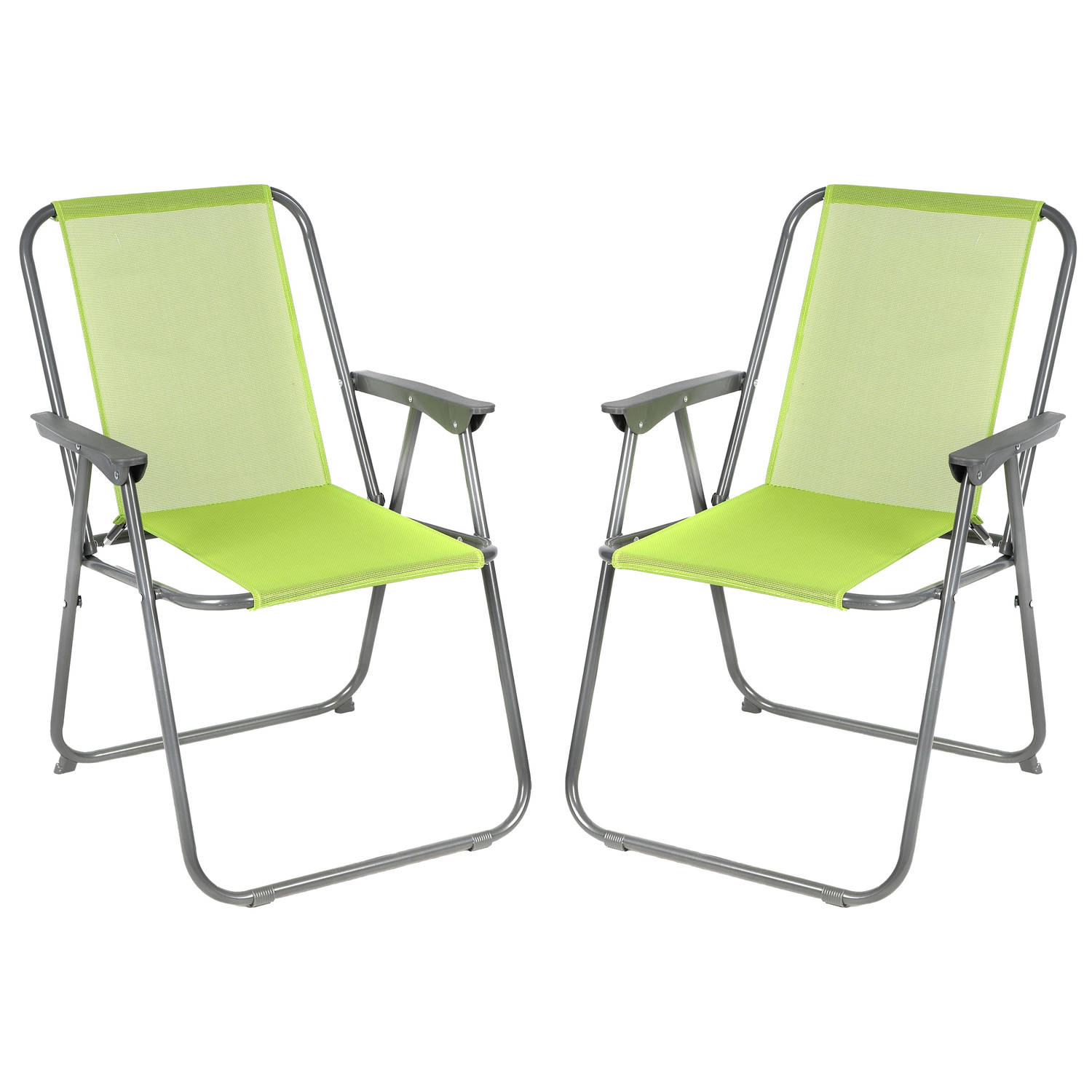 Sunnydays Picnic camping/strand stoel - 4x - aluminium - inklapbaar - groen - L53 x B55 x H75 cm - Campingstoelen
