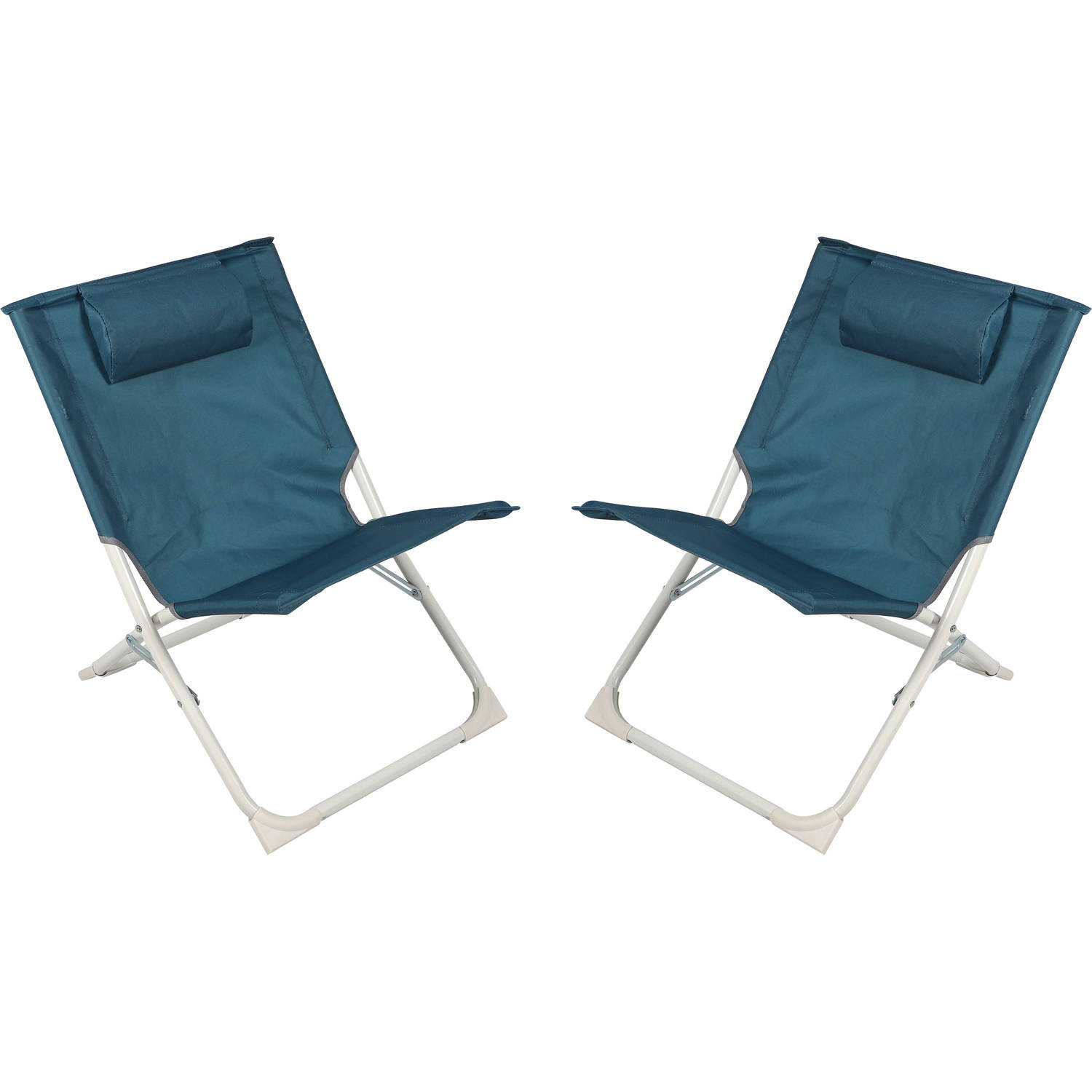 Sunnydays Havana camping-strand stoel 2x aluminium inklapbaar blauw L49 x B62 x H61 cm Campingstoele
