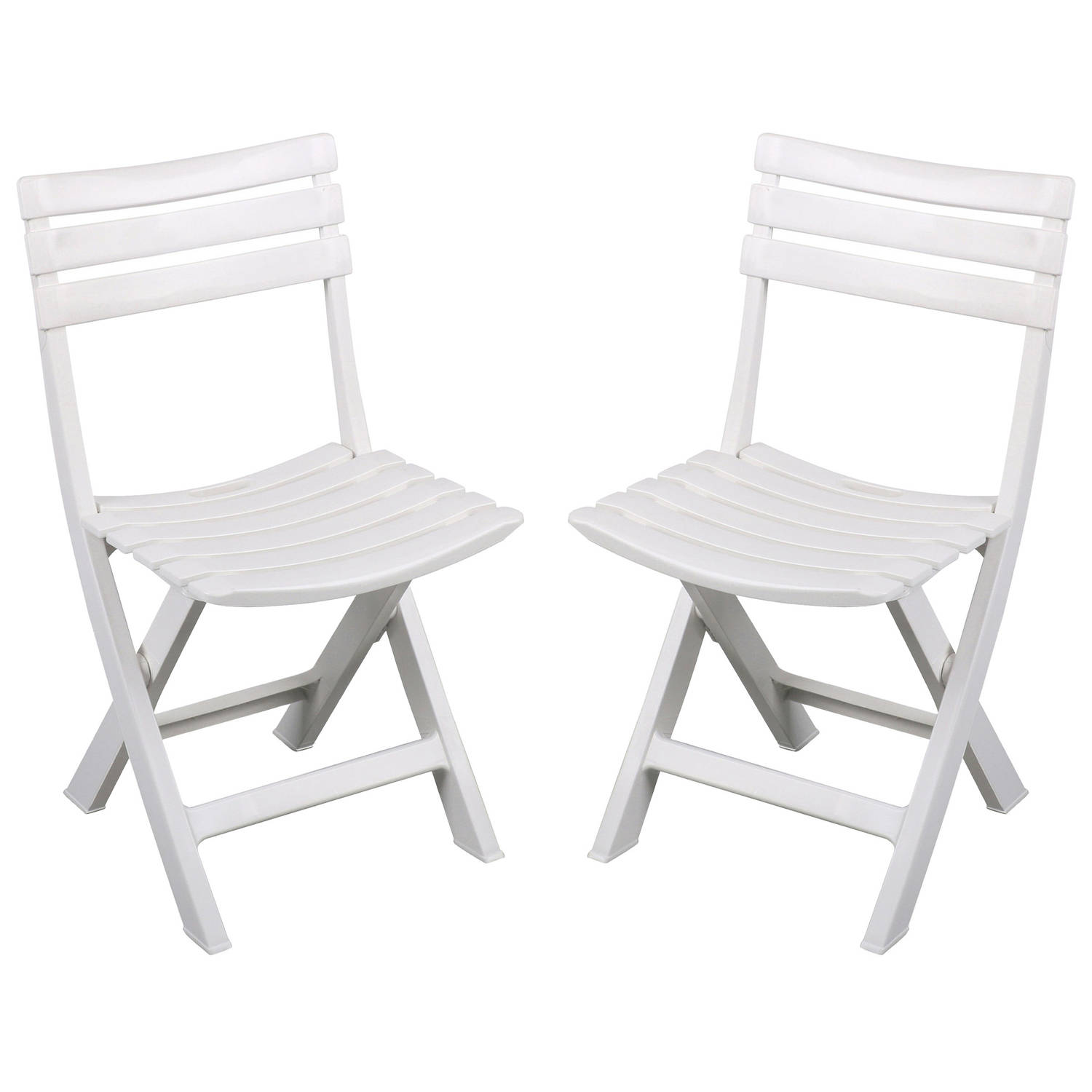 Sunnydays Klapstoel voor buiten-binnen 2x wit 41 x 79 cm stevig kunststof Bijzet stoelen Klapstoelen